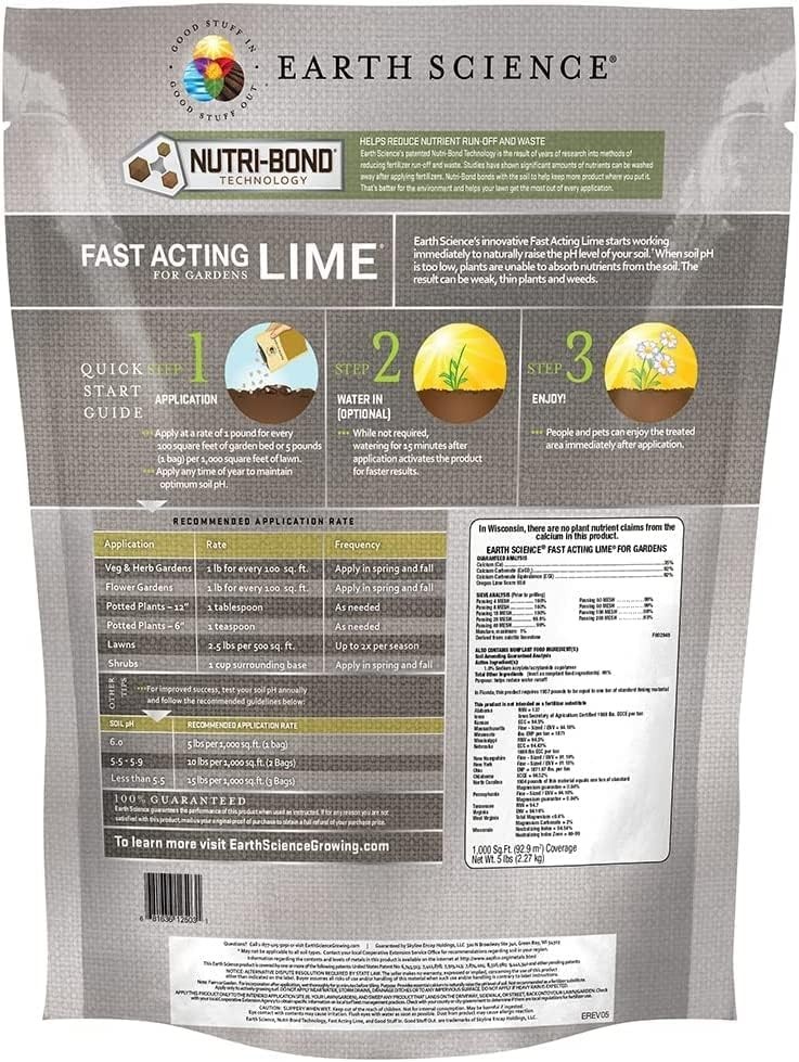 Fast Acting Lime Granules—5lb— Instantly Raise pH of Soil & Reduce Nutrient R…