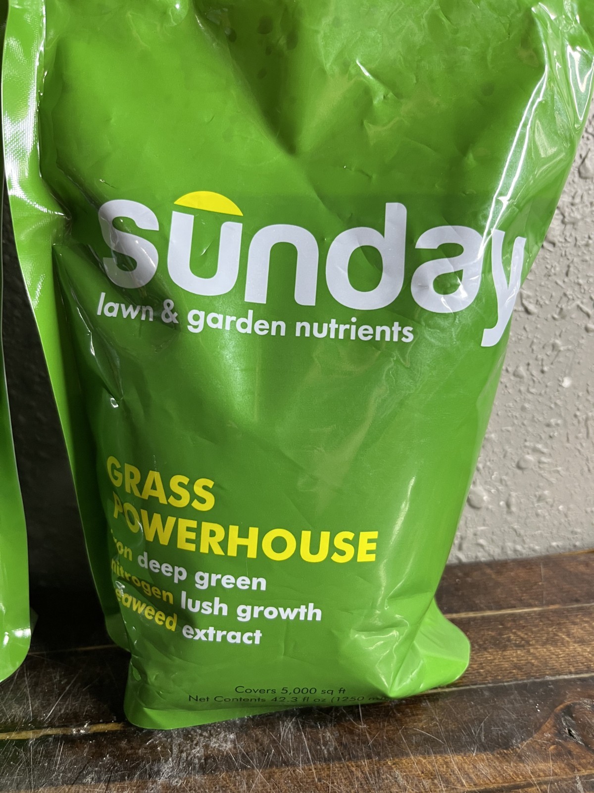Sunday Grass Powerhouse Lawn Fertilizer 42.3oz Pouch Lot of 2 Covers 10,000 sqft
