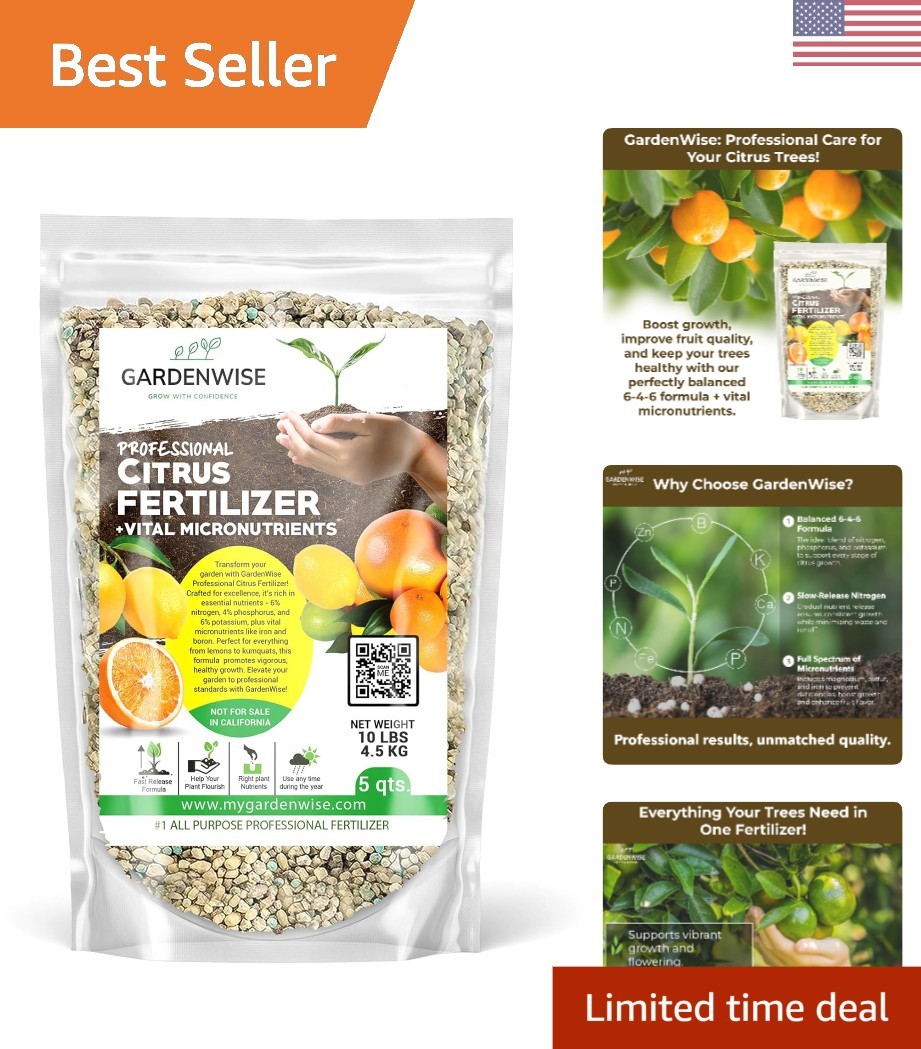 Effortless 5 Quart Citrus Fertilizer for Lush Flavorful Citrus Fruits -Round