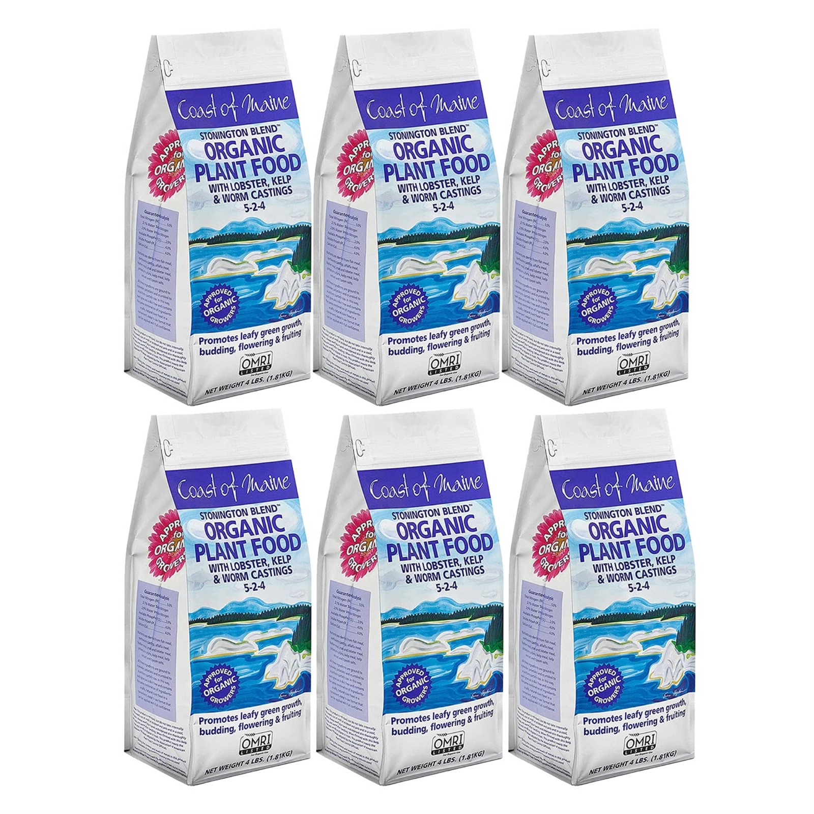 Coast of Maine ( 5-2-4 ) Stonington Blend Plant Food, 4lbs, 6 Pack