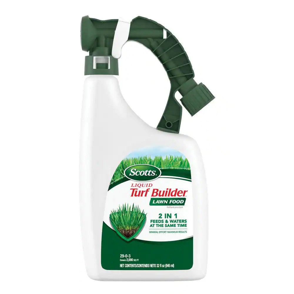 Turf Builder 32 Fl. Oz. Liquid Lawn Fertilizer for All Grass Types, Feeds and Wa
