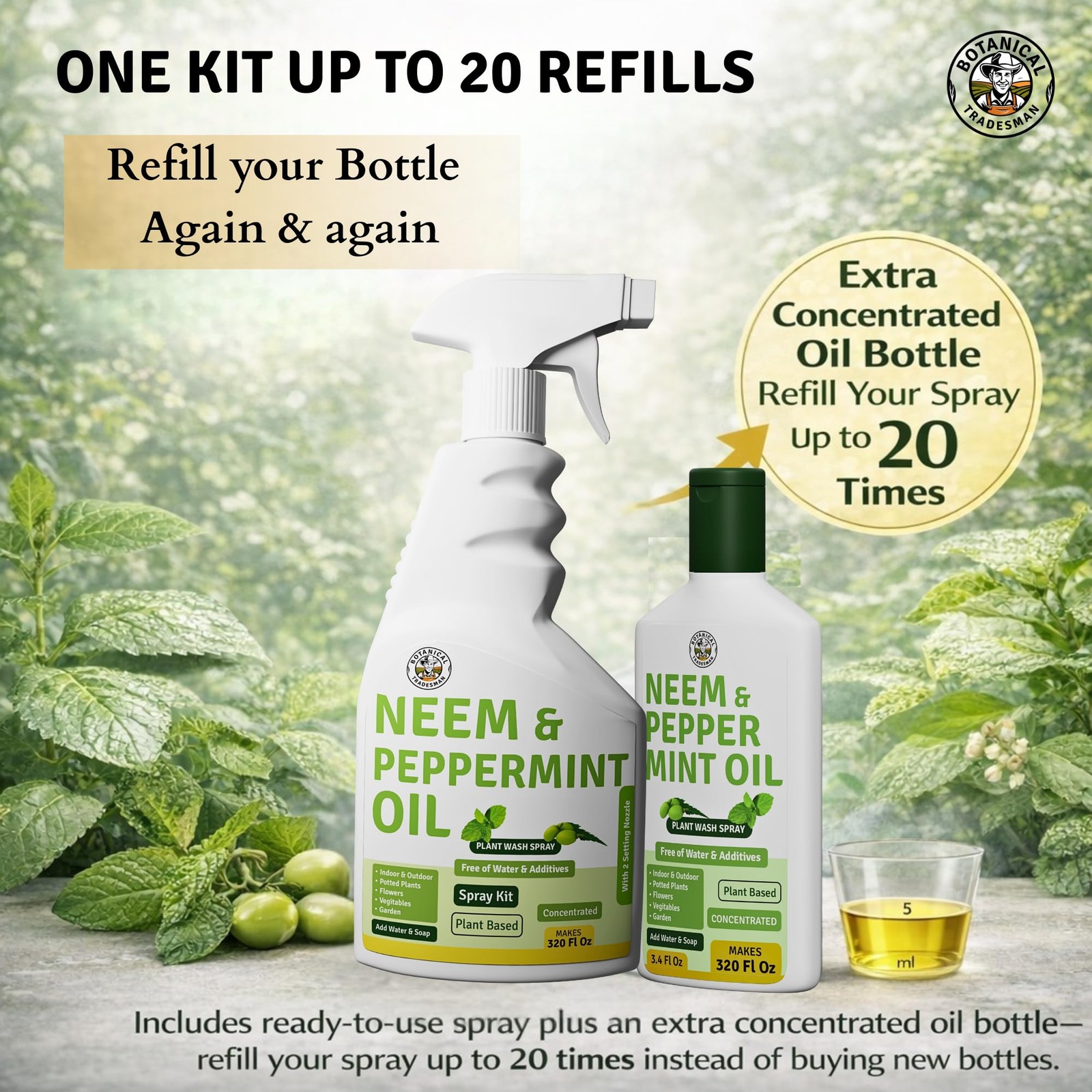 New Neem Oil Spray for Plants with Peppermint – Makes 320 Fl Oz 20 Times Refill-
