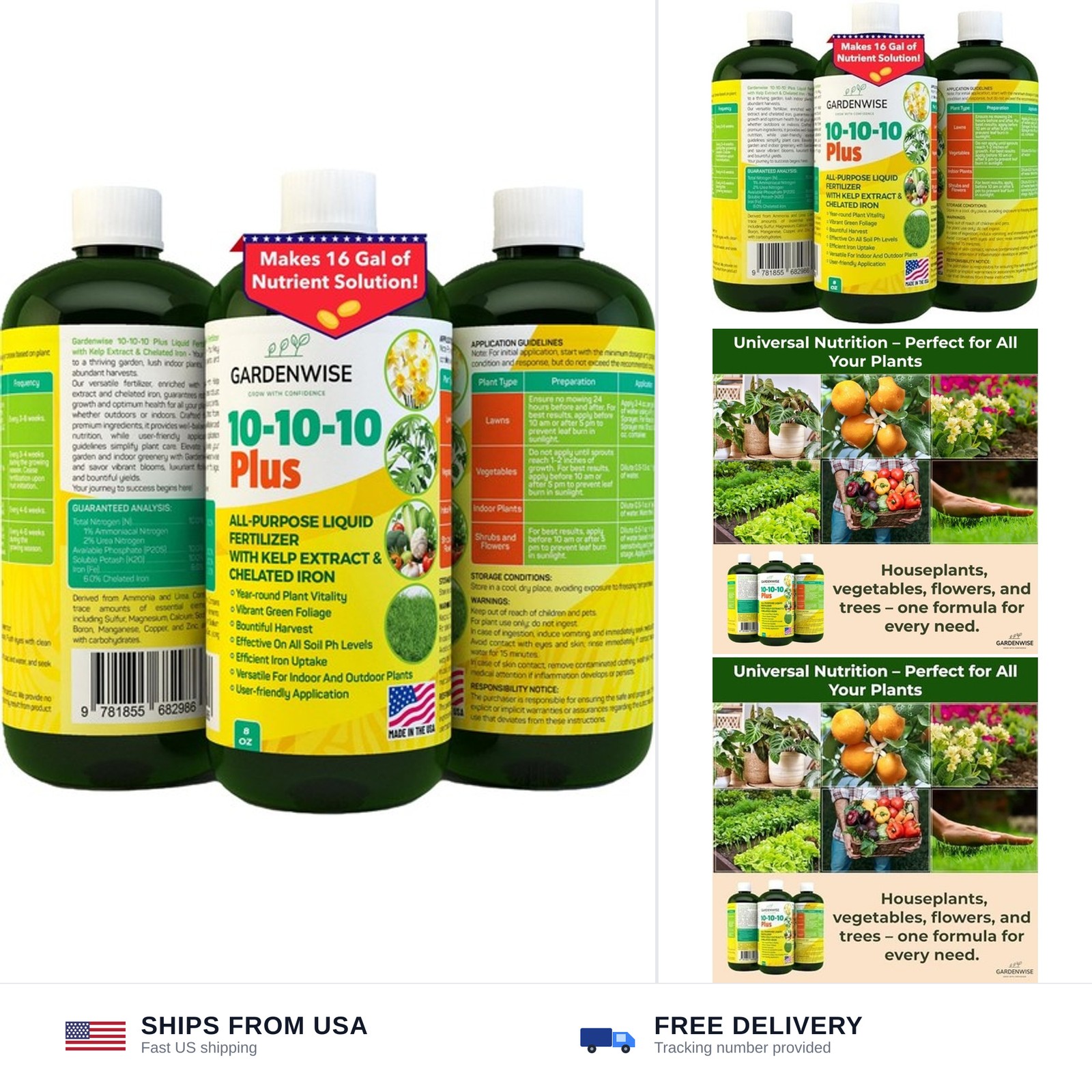 GARDENWISE 10-10-10 All Purpose Plant Food – Liquid Fertilizer with Seaweed K…