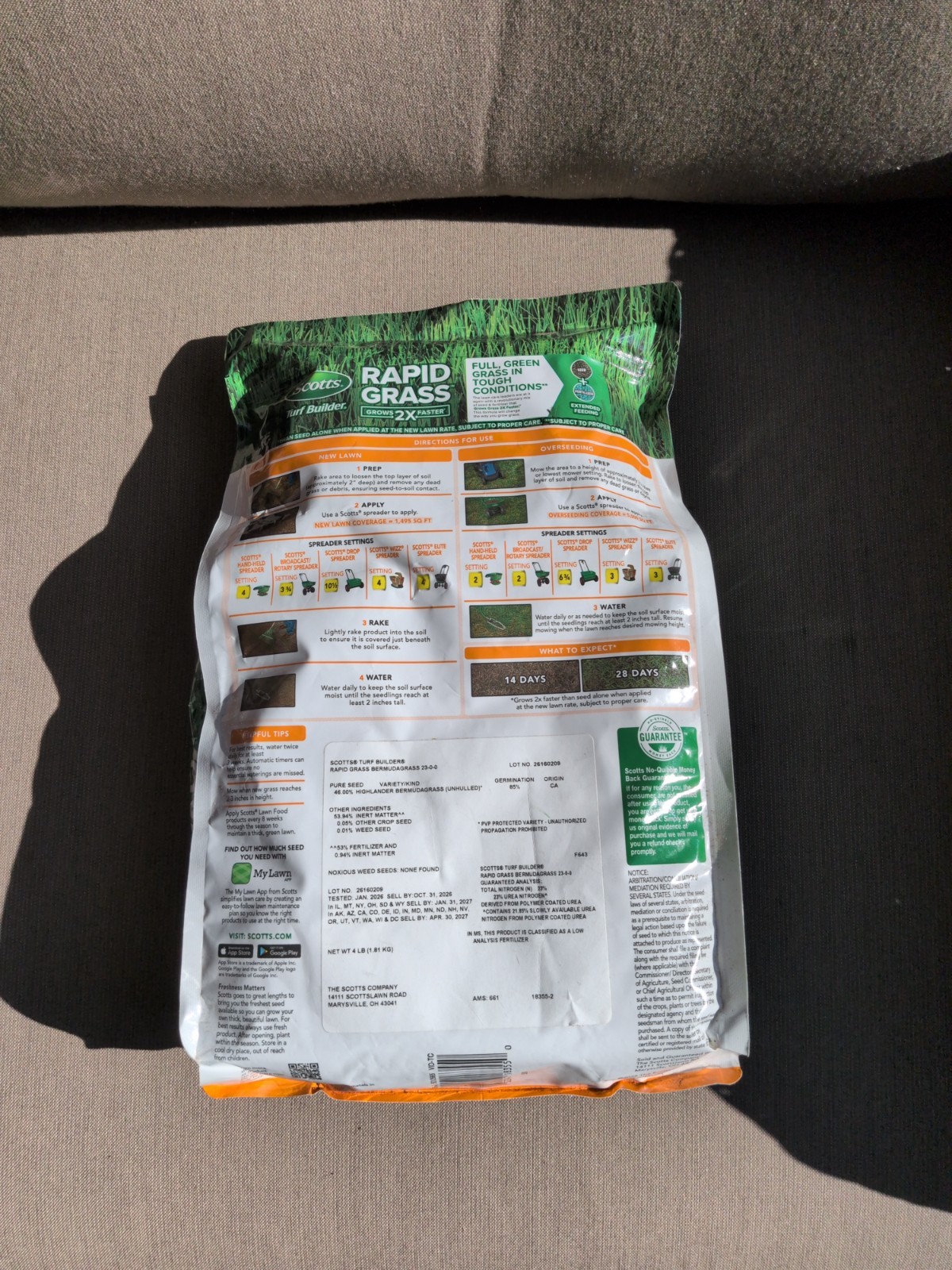 Scotts Rapid Grass Bermudagrass seed