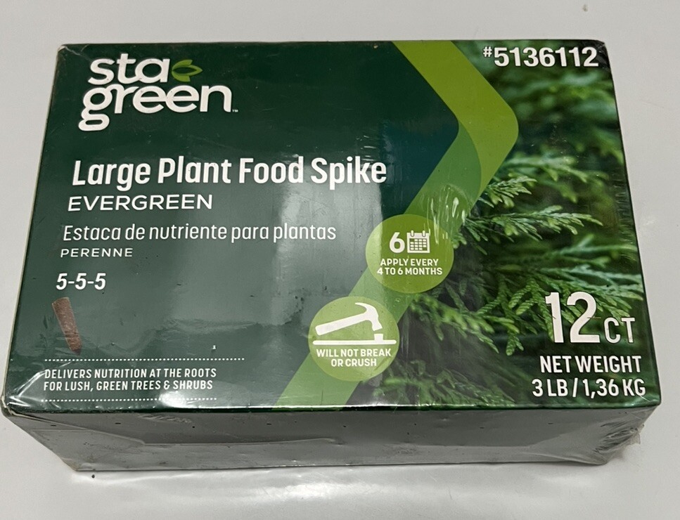 2-Sta-Green Large Plant Food Spike Trees & Shrubs Nutrition 12 Spikes 5-5-5 NKP