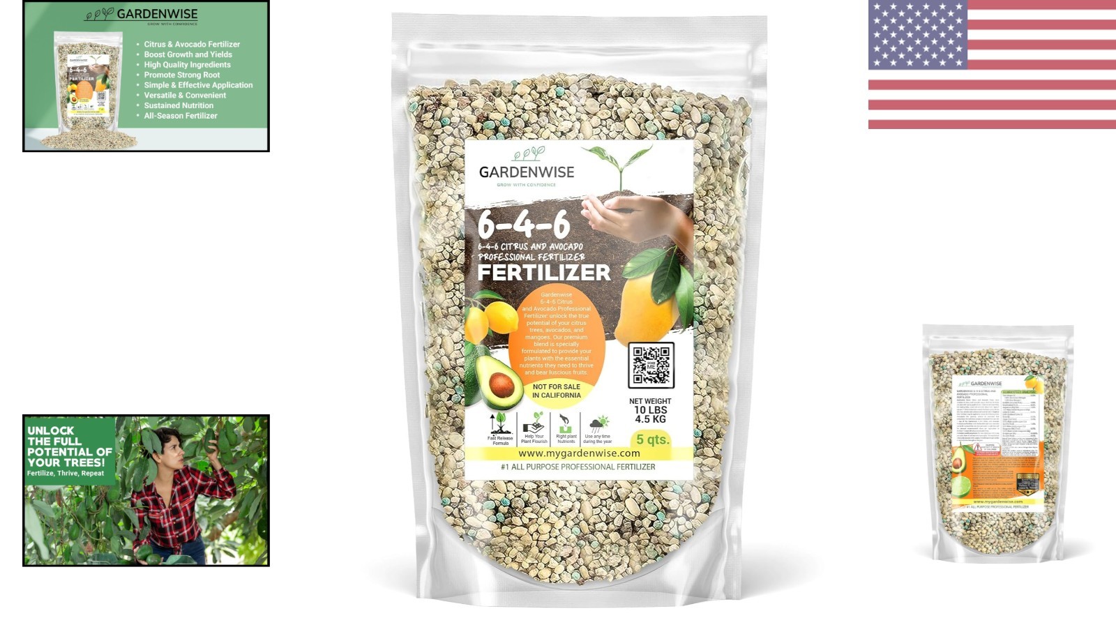 Slow-Release Avocado and Citrus Fertilizer – 5 Quarts for Better Fruit Quality