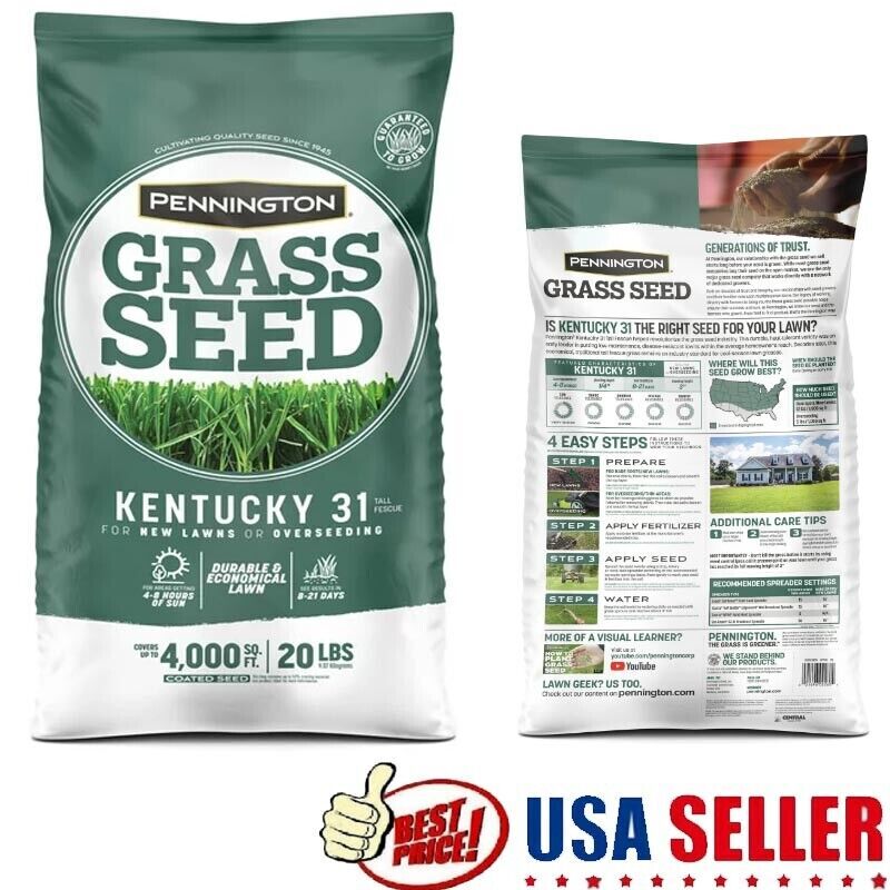 31 Tall Fescue Grass Seed for Sun to Partial Shade 20 lb Covers 4000 sq. ft. New