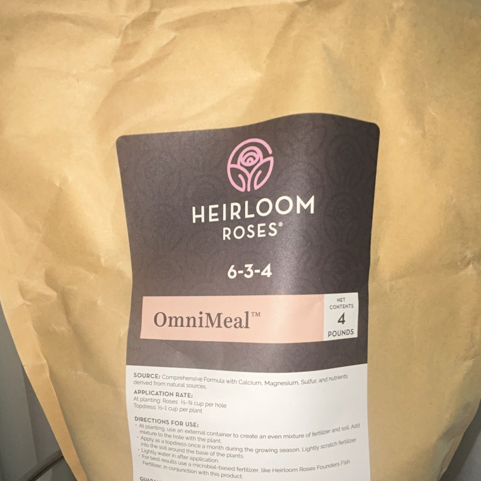 Heirloom Roses OmniMeal 6-3-4 Rose Fertilizer Granules Meal-Based 4 lb Bag