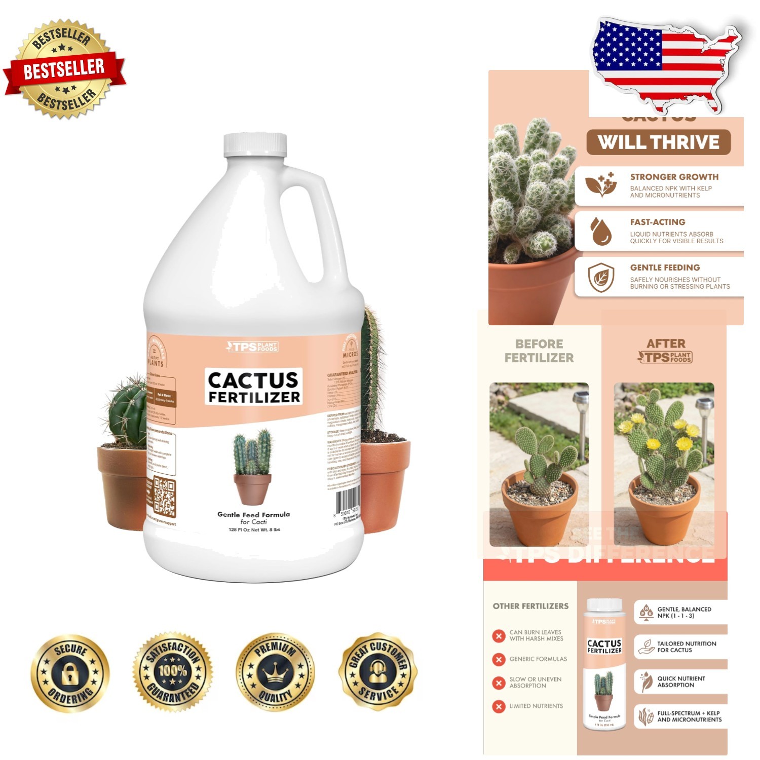 Cactus Food 1 Gallon – Liquid Nutrient for Indoor & Container Plants