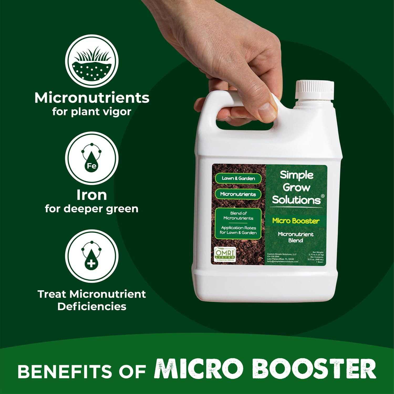 Organic Micronutrient Booster- Complete Plant & Turf Nutrients- Simple Grow Solu