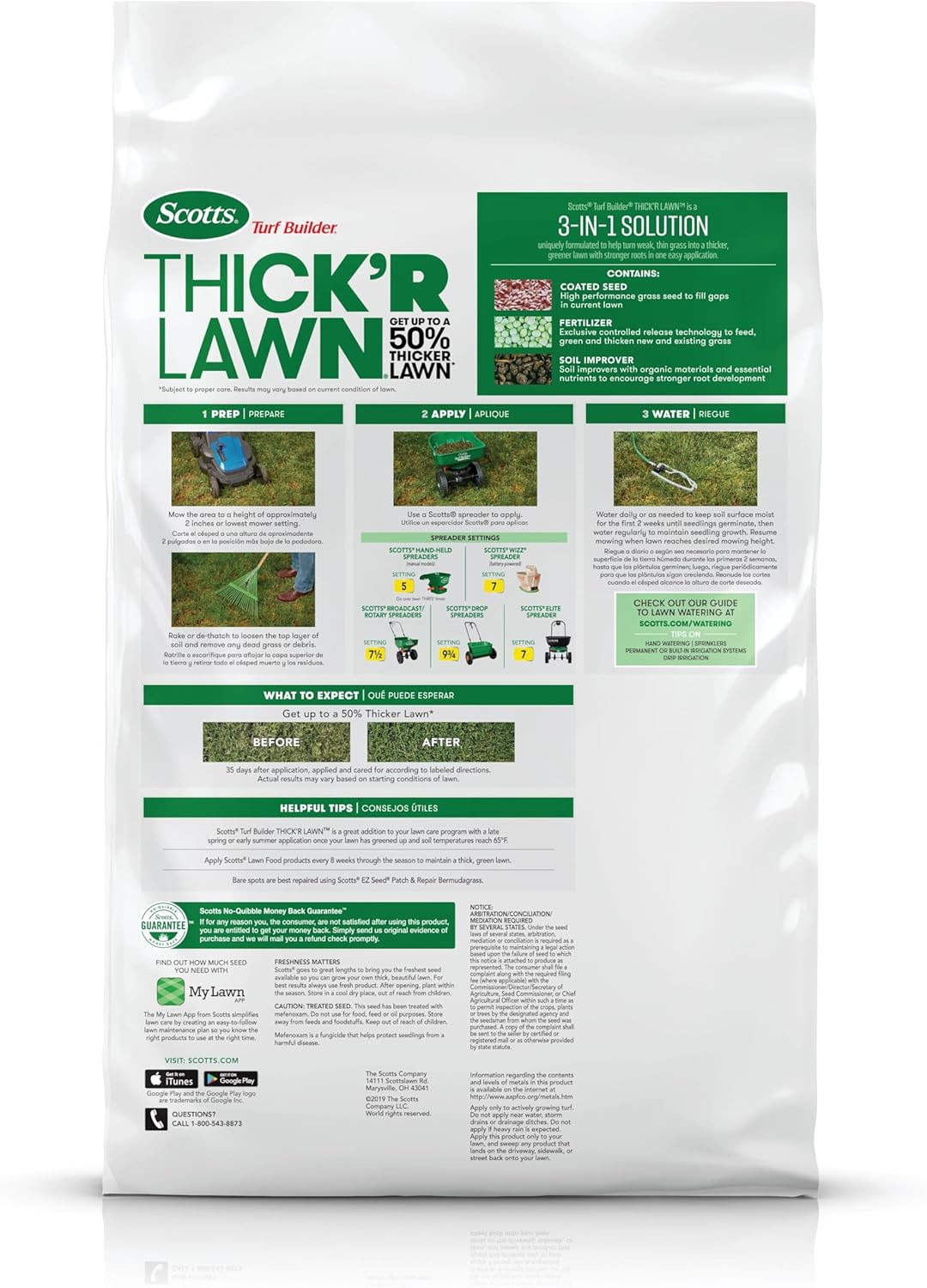 Scotts Turf Builder Thick’R Lawn Bermudagrass – 3-In-1 Lawn Thickener with Grass