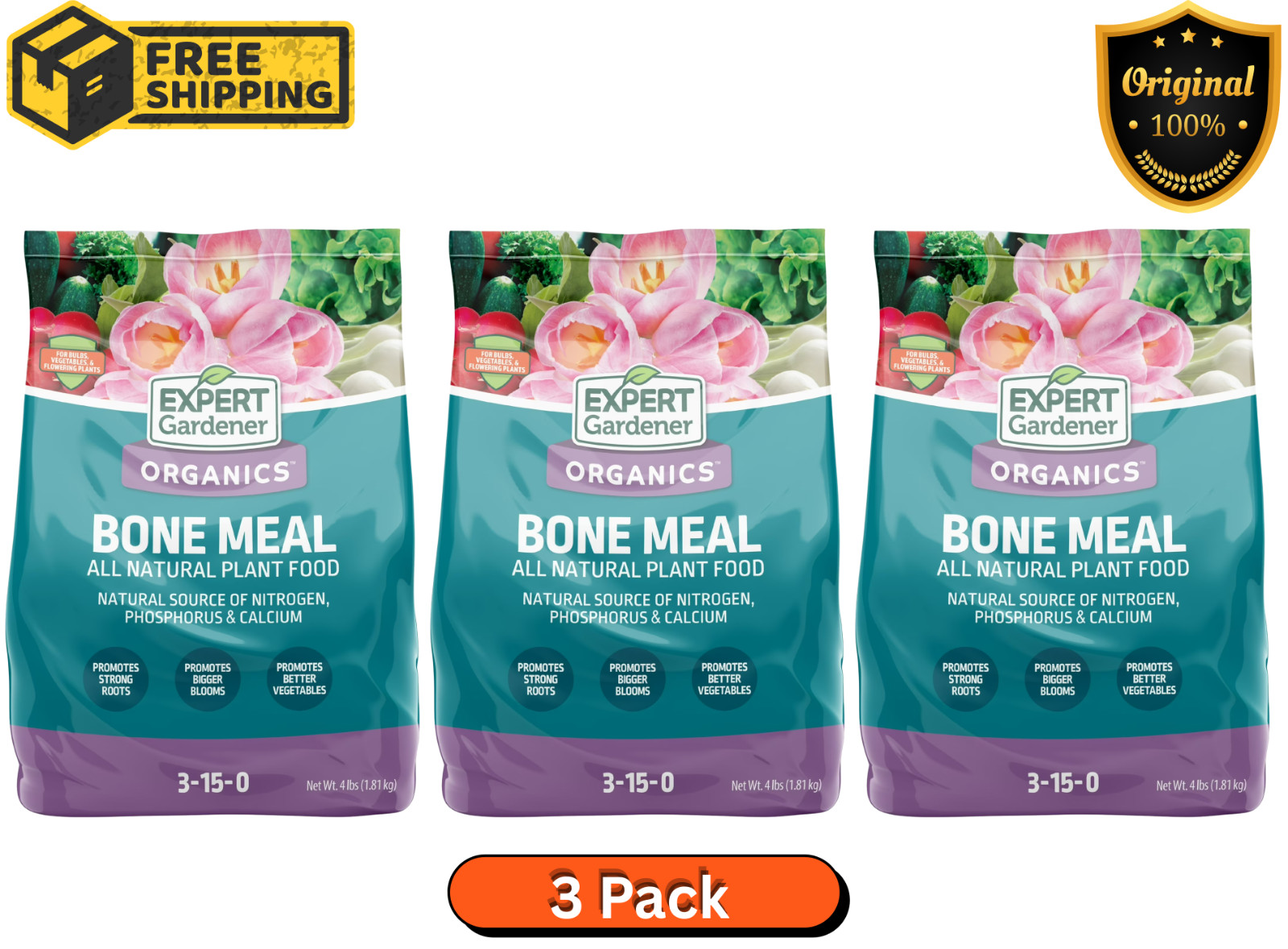 Expert Gardener Bone Meal Plant Food, 3-15-0 Fertilizer, 4 lb ( 2 Pack)