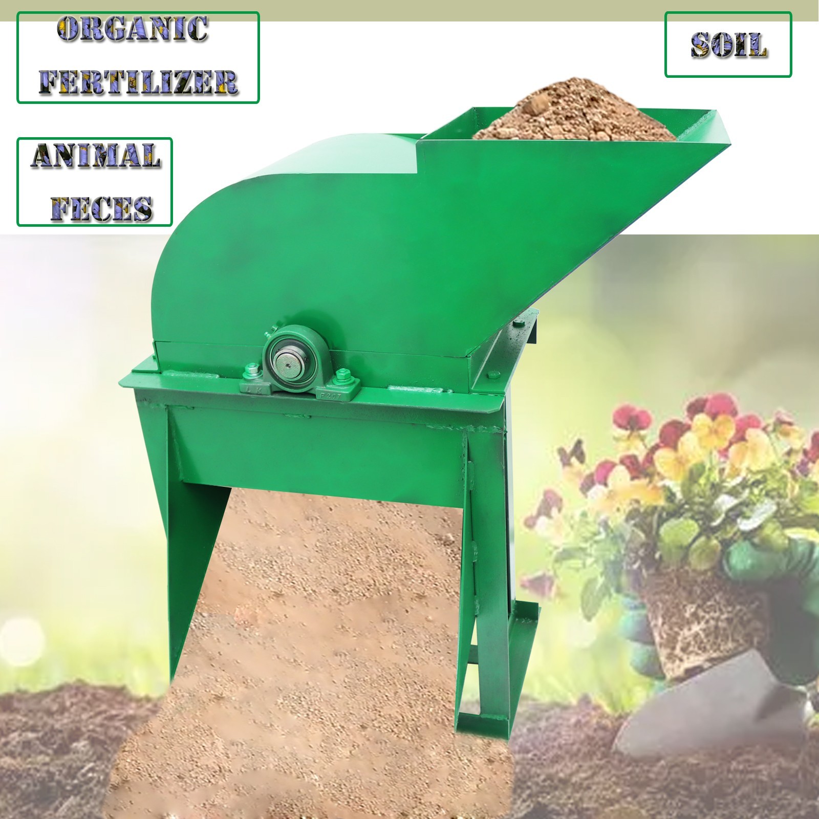 220V 3KW Soil Crusher Organic Fertilizer Crusher 2-3Tons/h Output with6mm Screen