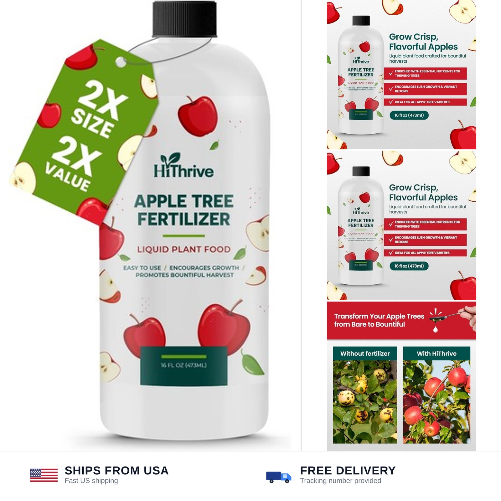 16oz Apple Tree Fertilizer – Makes 16 Gallons of Apple Tree Fertilizer, Nutri…