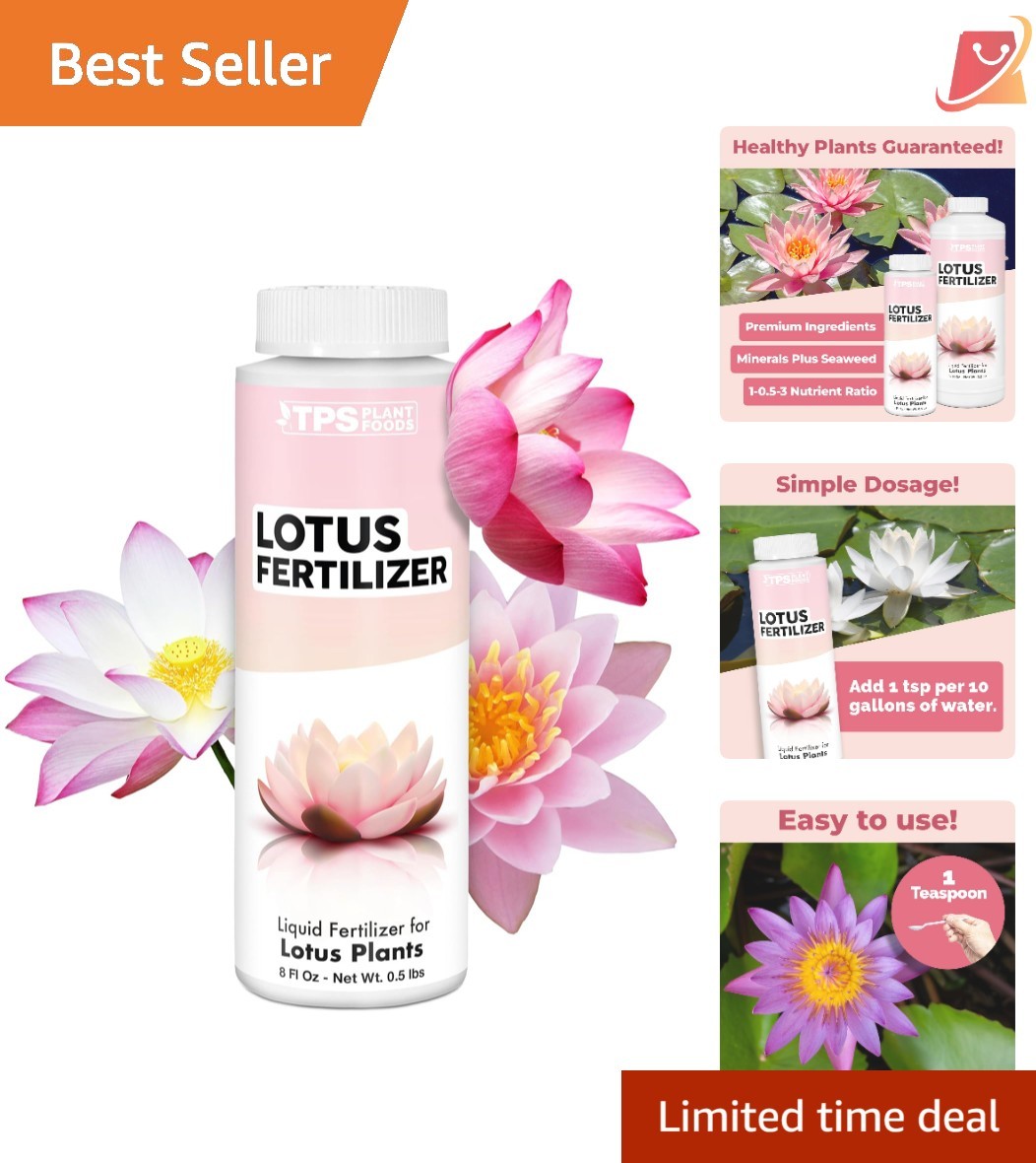 Lotus Fertilizer Liquid 8 oz Complete Plant Food Promotes Vibrant Blooms