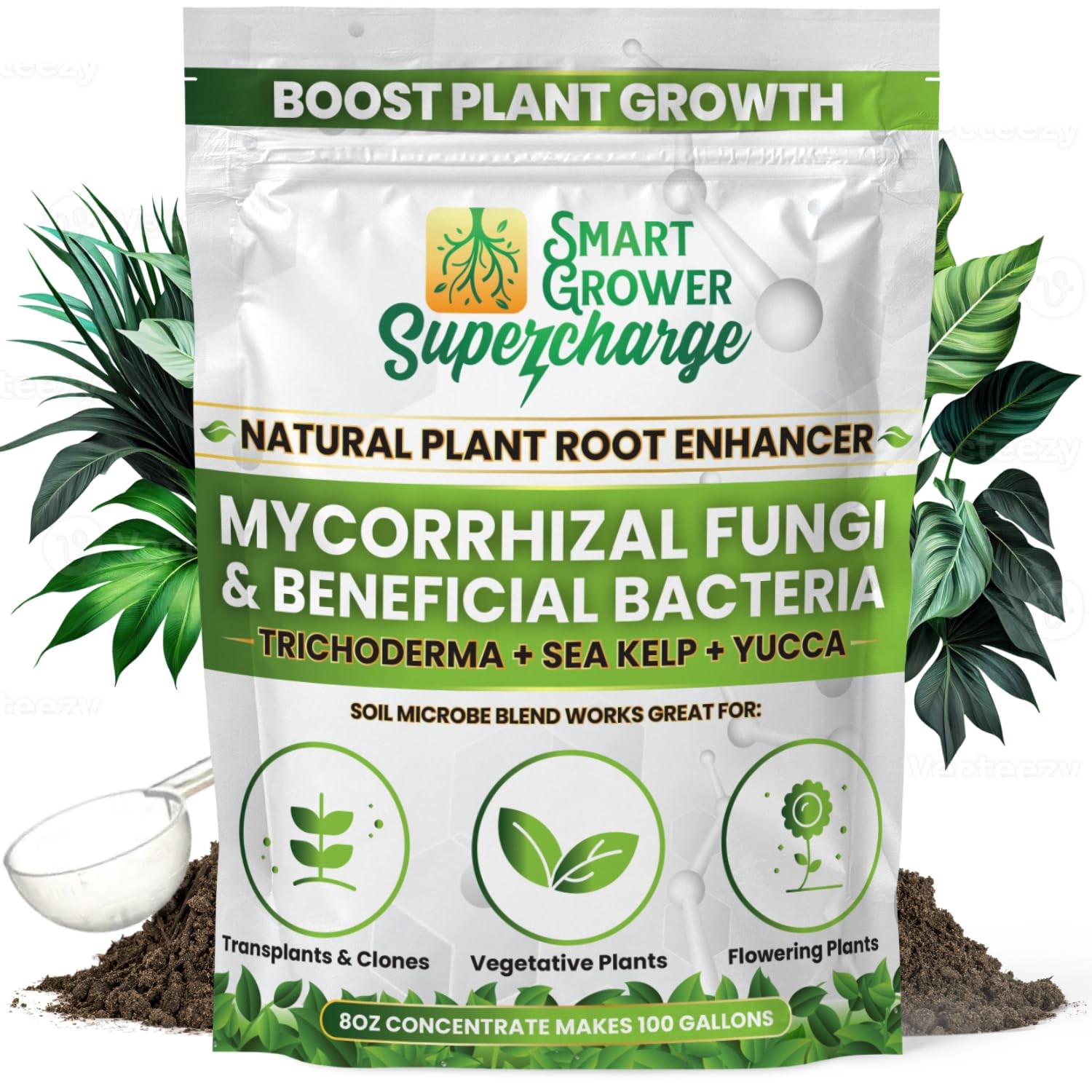 Mycorrhizal Fungi with Beneficial Bacteria, Trichoderma, Sea Kelp, Molasses, …