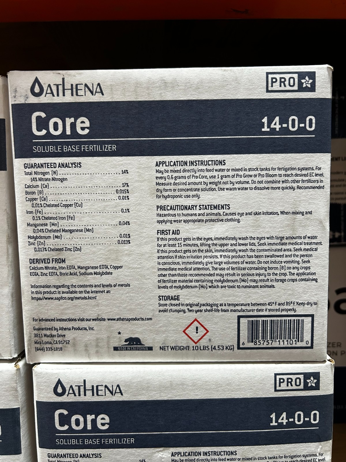Athena Core Soluble Base Fertilizer Concentrate 14-0-0 10 lbs Box