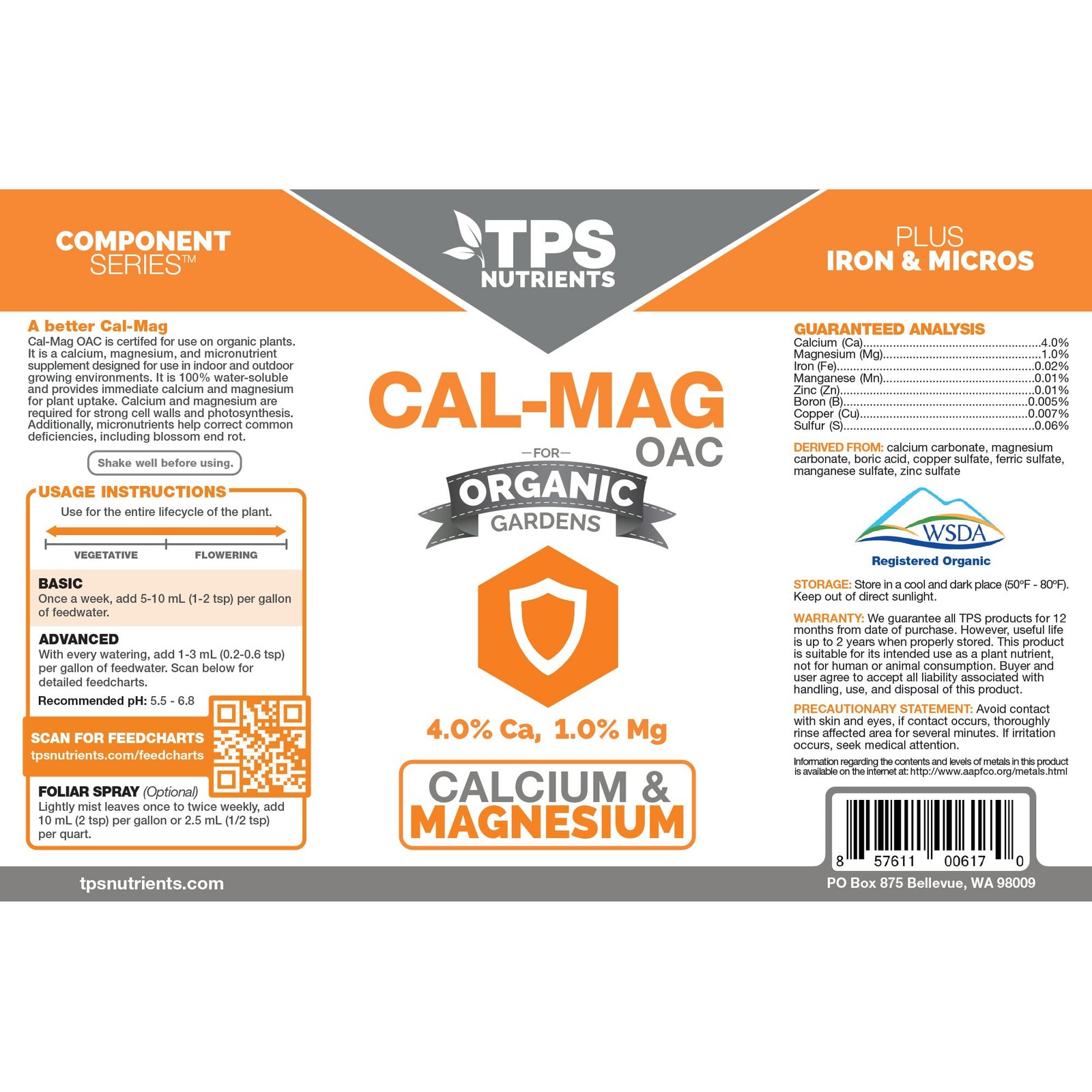 Organic Cal-Mag OAC Plant Nutrient and Supplement, Plus Iron and Micronutrien…