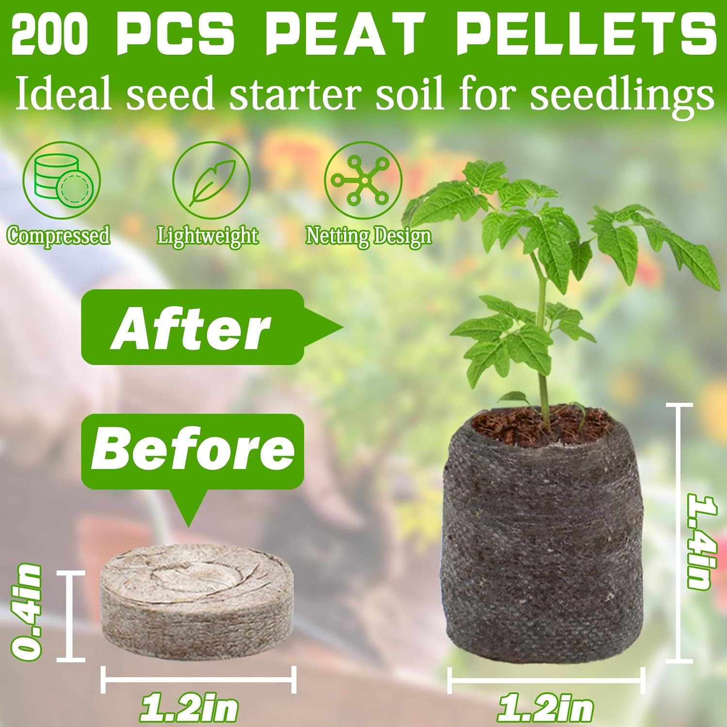 200 Pcs (30Mm) Peat Pellet Fiber Soil Plant Seed Starters- Seed Starter Pellets