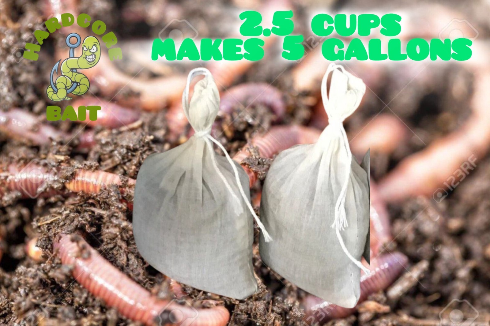 Fresh Worm Castings Tea Bag 2.5 Cup, 5 Gallon Fertilizer