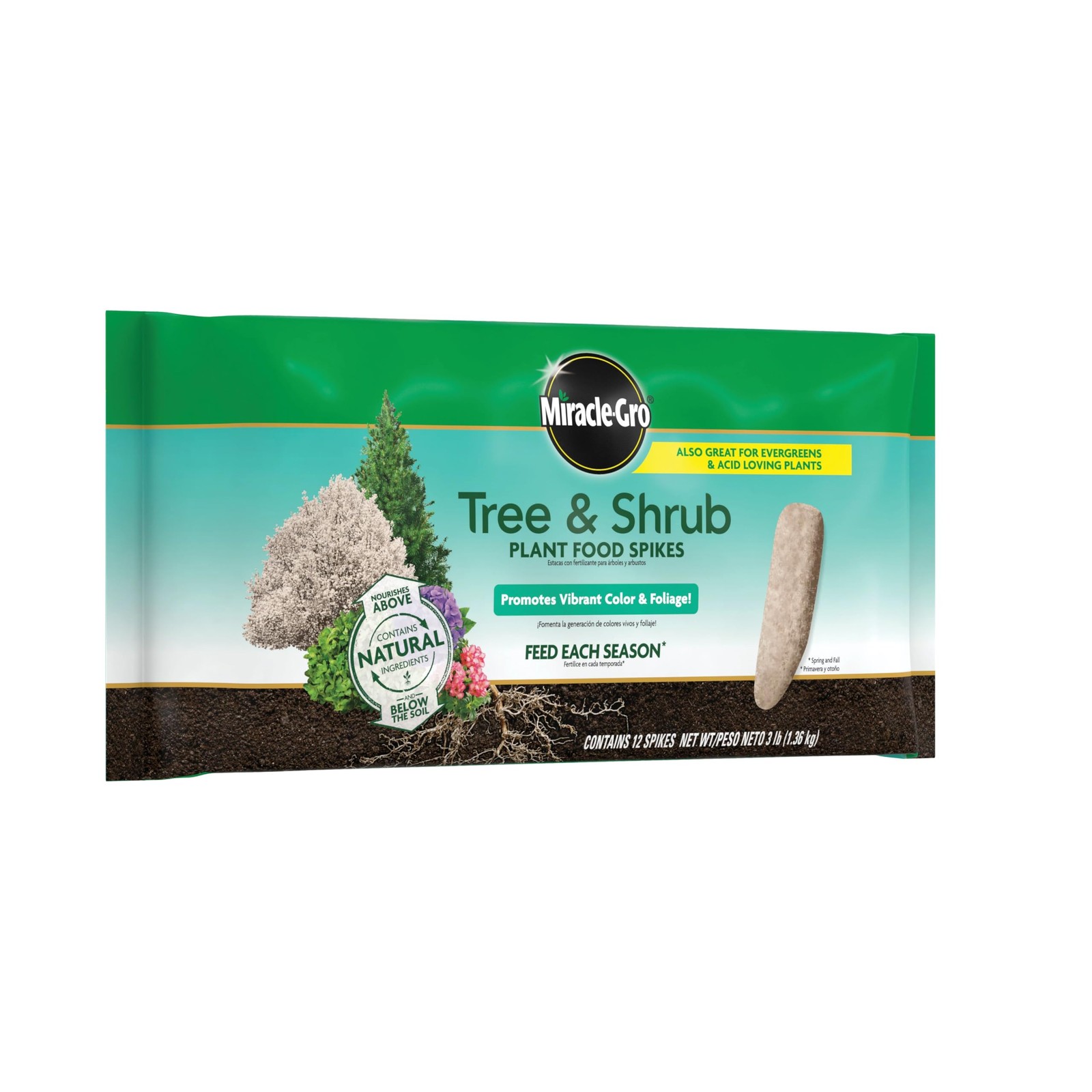 Miracle-Gro Tree & Shrub Plant Food Spikes, 12 Spikes | For Deciduous, Flowering