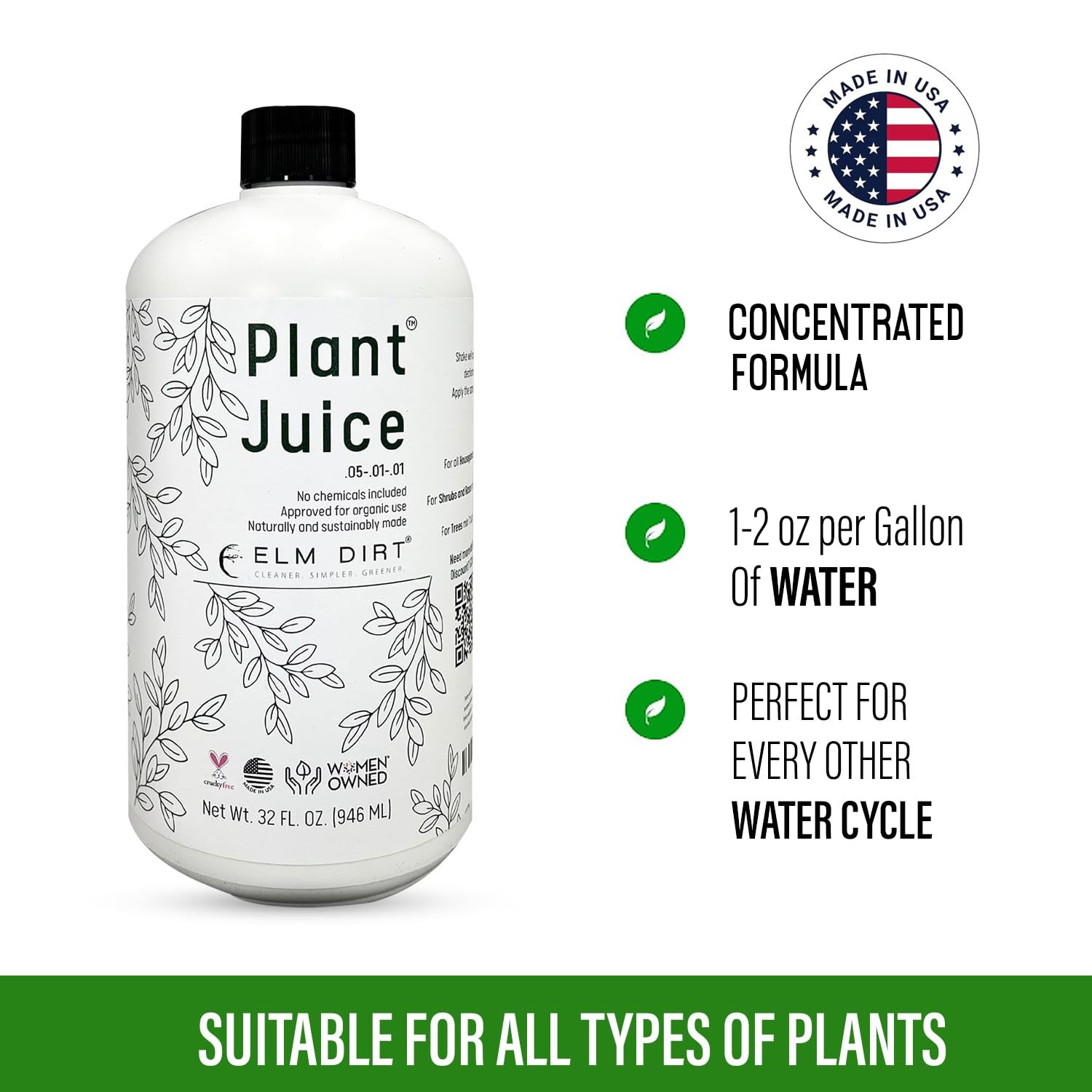 Plant Juice Organic Fertilizer for All Plants – Indoor or Outdoor (1 Bottle)