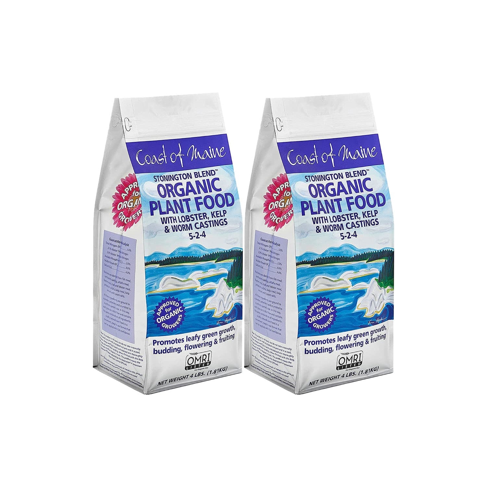 Coast of Maine ( 5-2-4 ) Stonington Blend Plant Food, 4lbs, 2 Pack