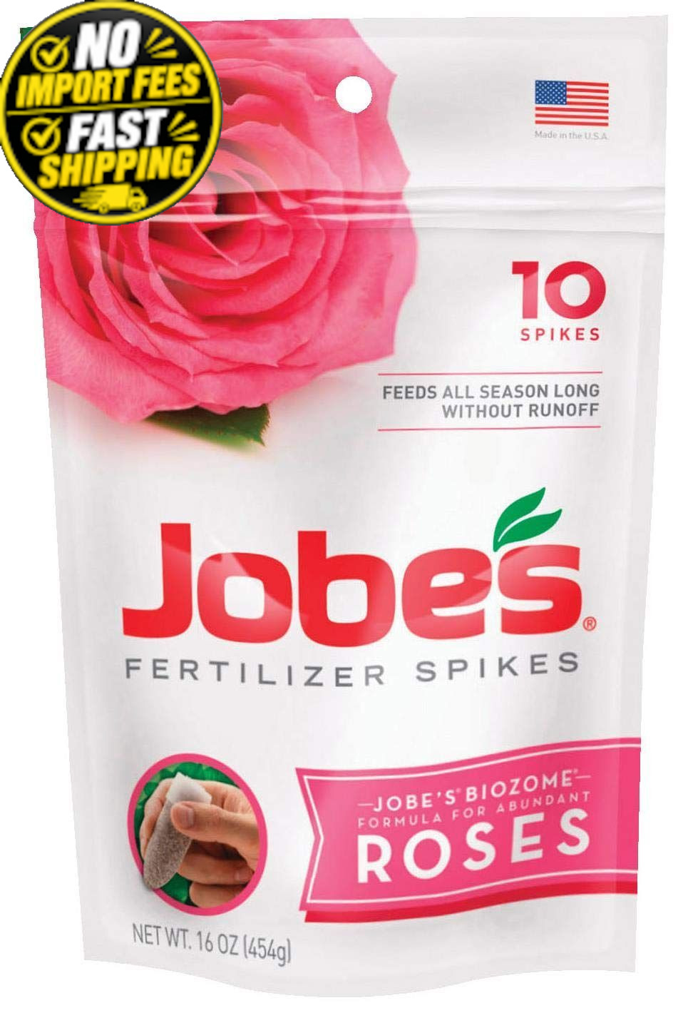 Jobes 4102 Rose Fertilizer Spikes 9-12-9 10 Pack 16 oz