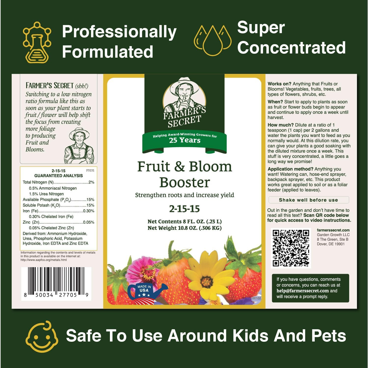 Farmer’S Secret Fruit & Bloom Booster Fertilizer (32Oz) – Super Concentrated – B
