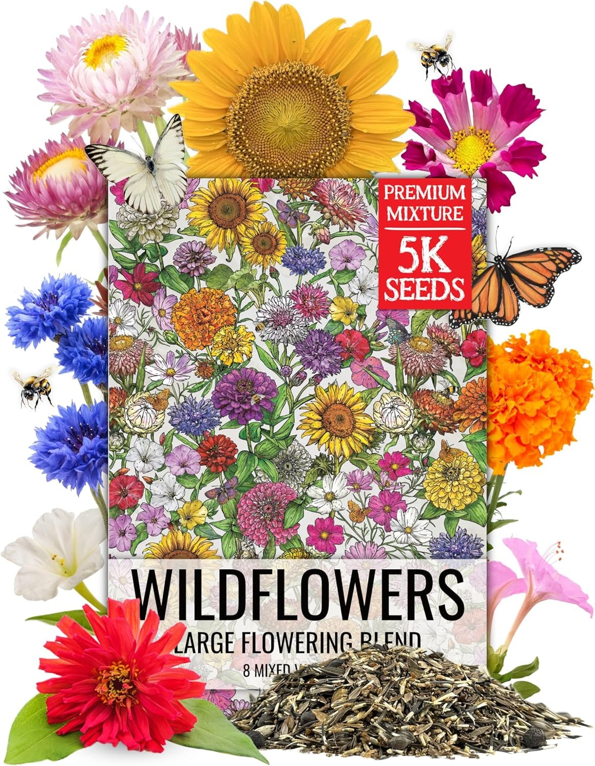 Seed Needs Garden Flower Seeds Large Blooms Mix Hummingbird and Butterfly | 1 Ou