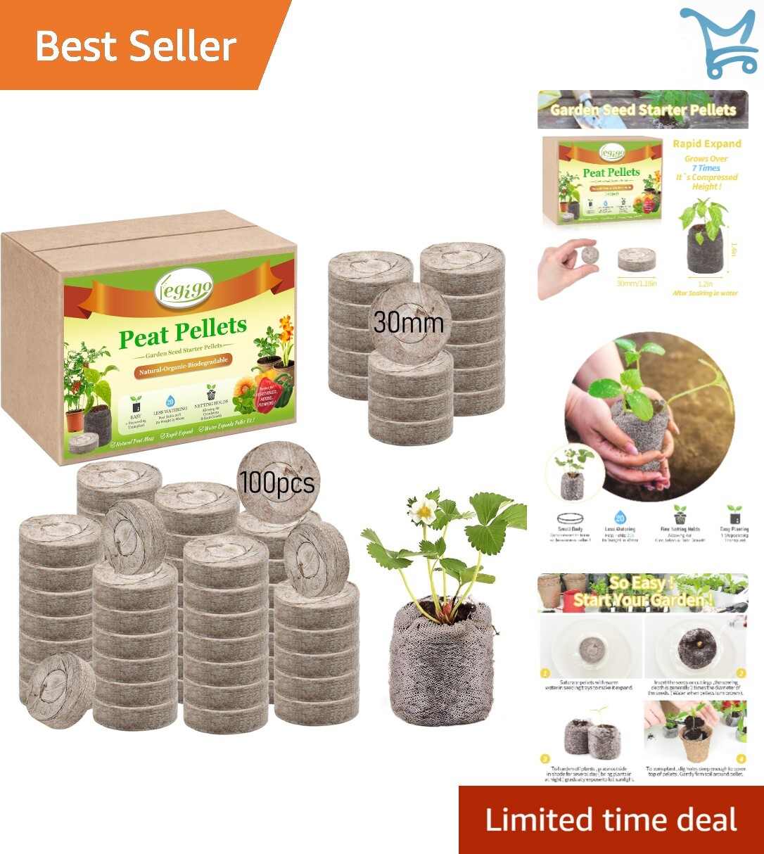 Seed Starter Peat Pellets 30mm 100 pcs Easy Germination Potting Soil