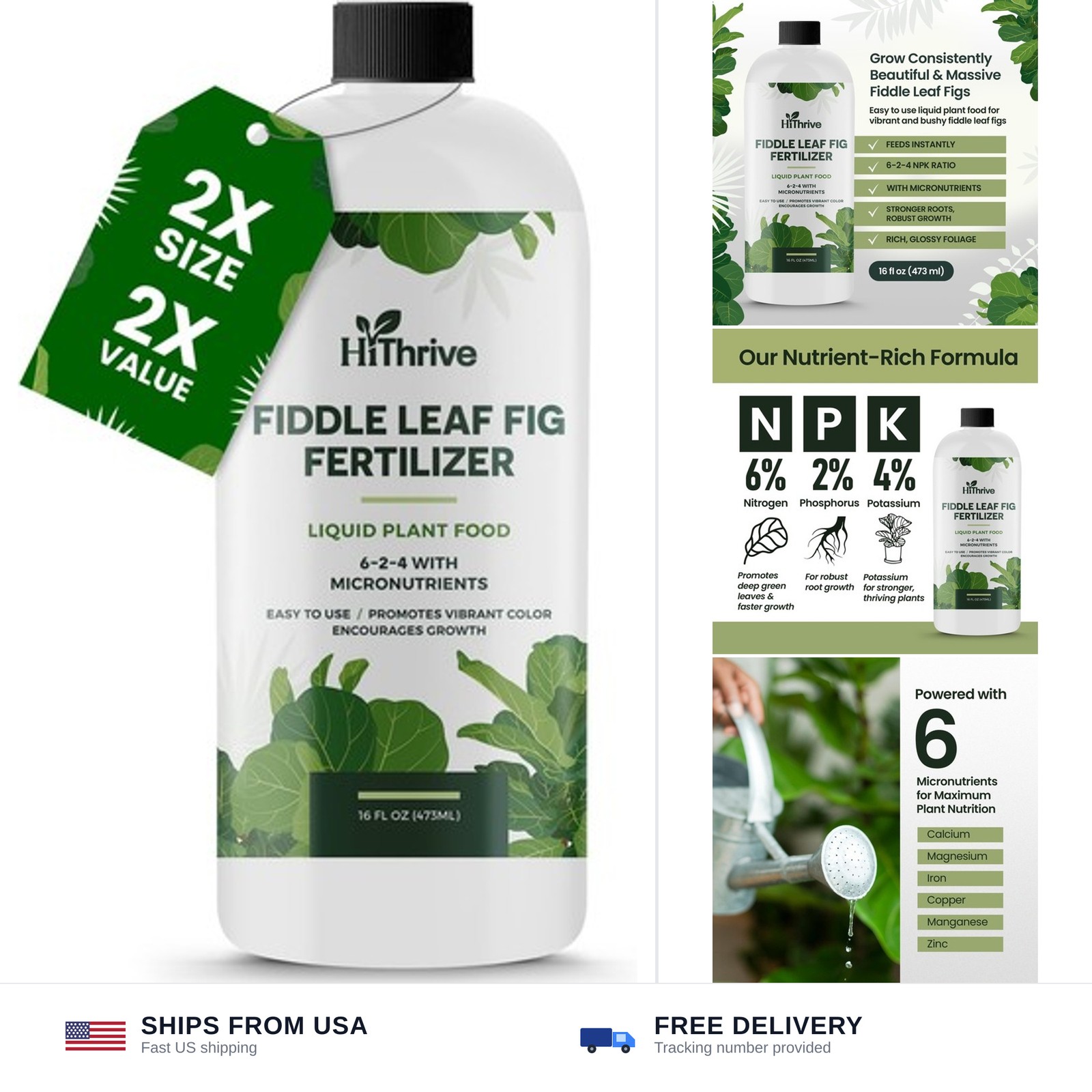 16oz Fiddle Leaf Fig Plant Food – Makes 96 Gallons of Fertilizer, Liquid Hous…