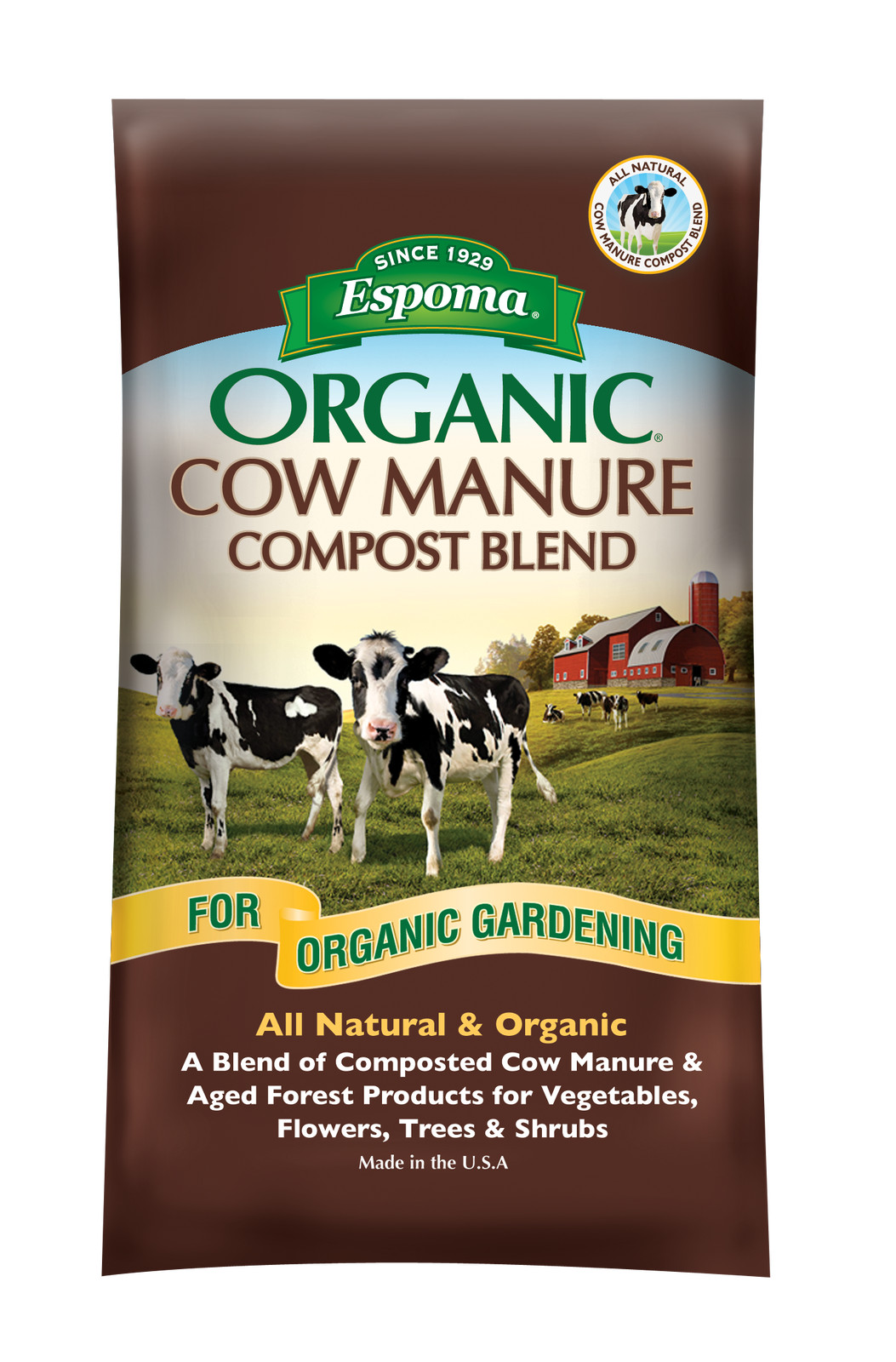 Espoma Organic Cow Manure Compost Blend for Organic Gardening, 1 CF