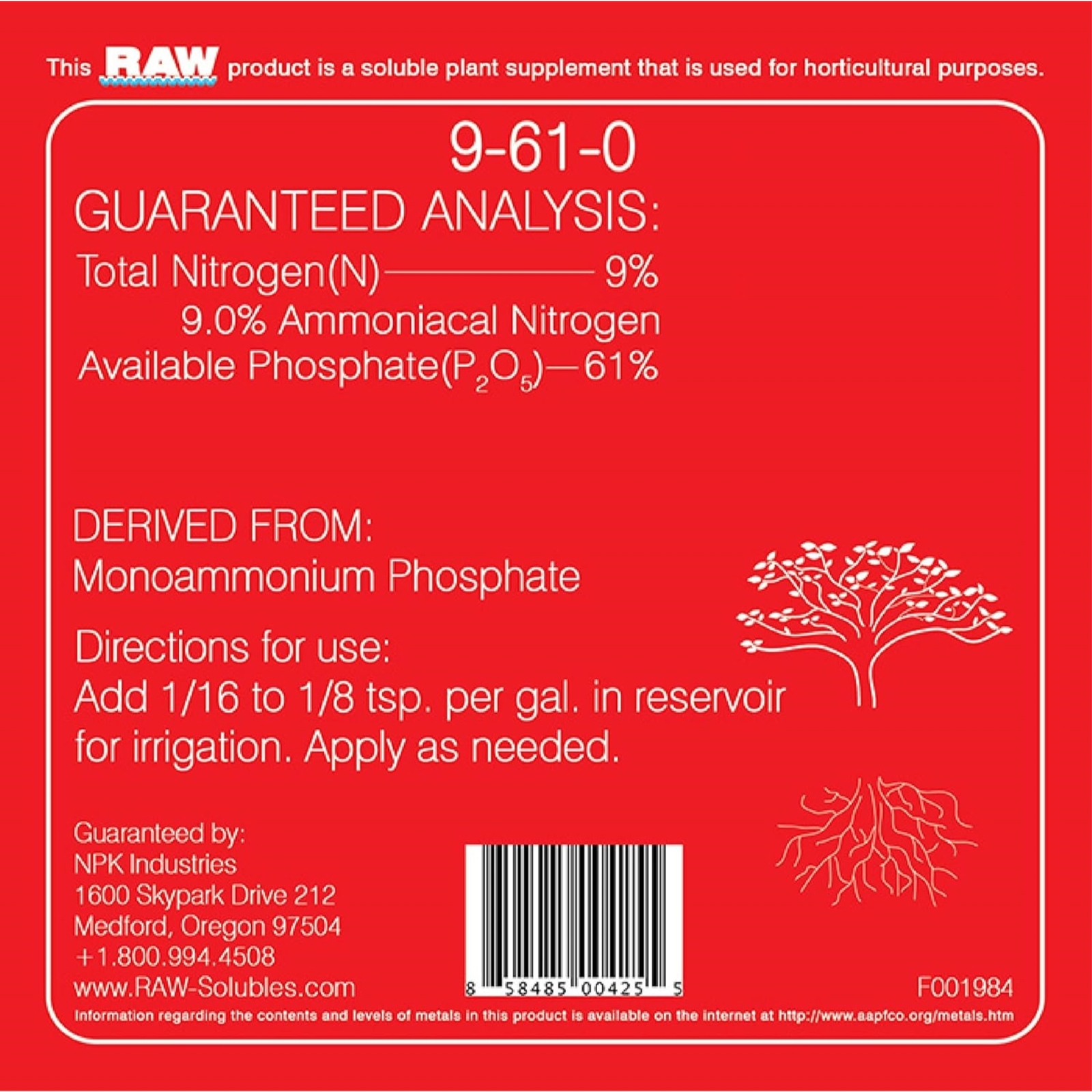 RAW Phosphorus Flower Water-Soluble Fertilizer, 2oz