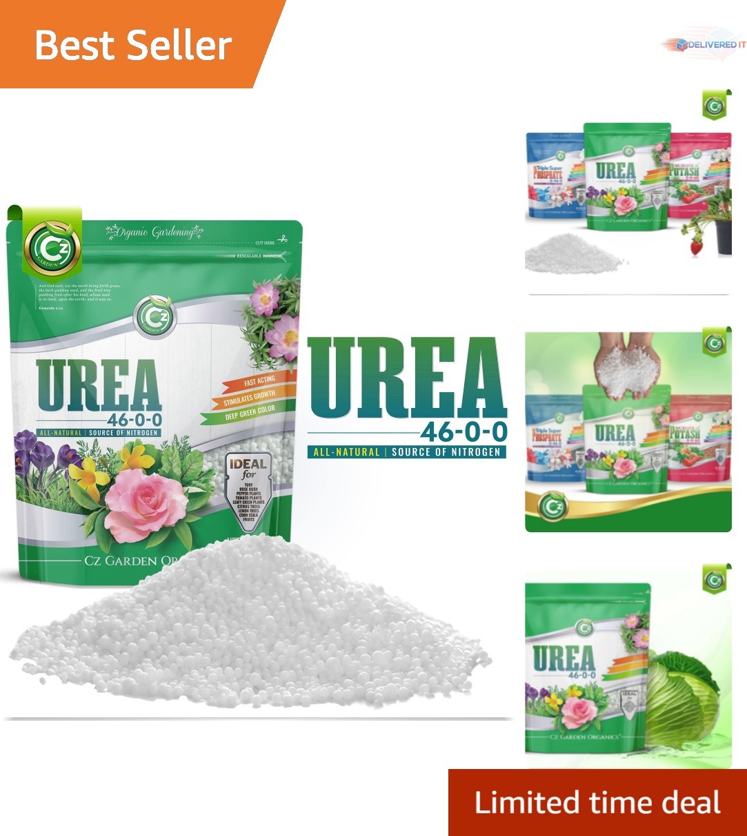 Urea Fertilizer 46-0-0 Plant Food 5LB for Gardens & Lawn Growth