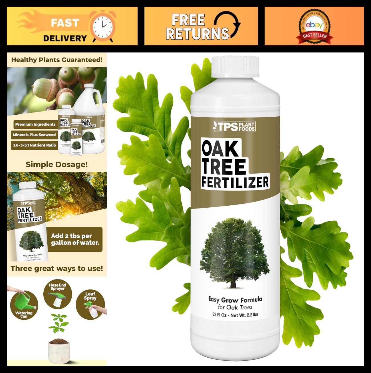 Liquid Fertilizer for Oak Trees – Plant Food for Healthy Growth, Green Foliage,