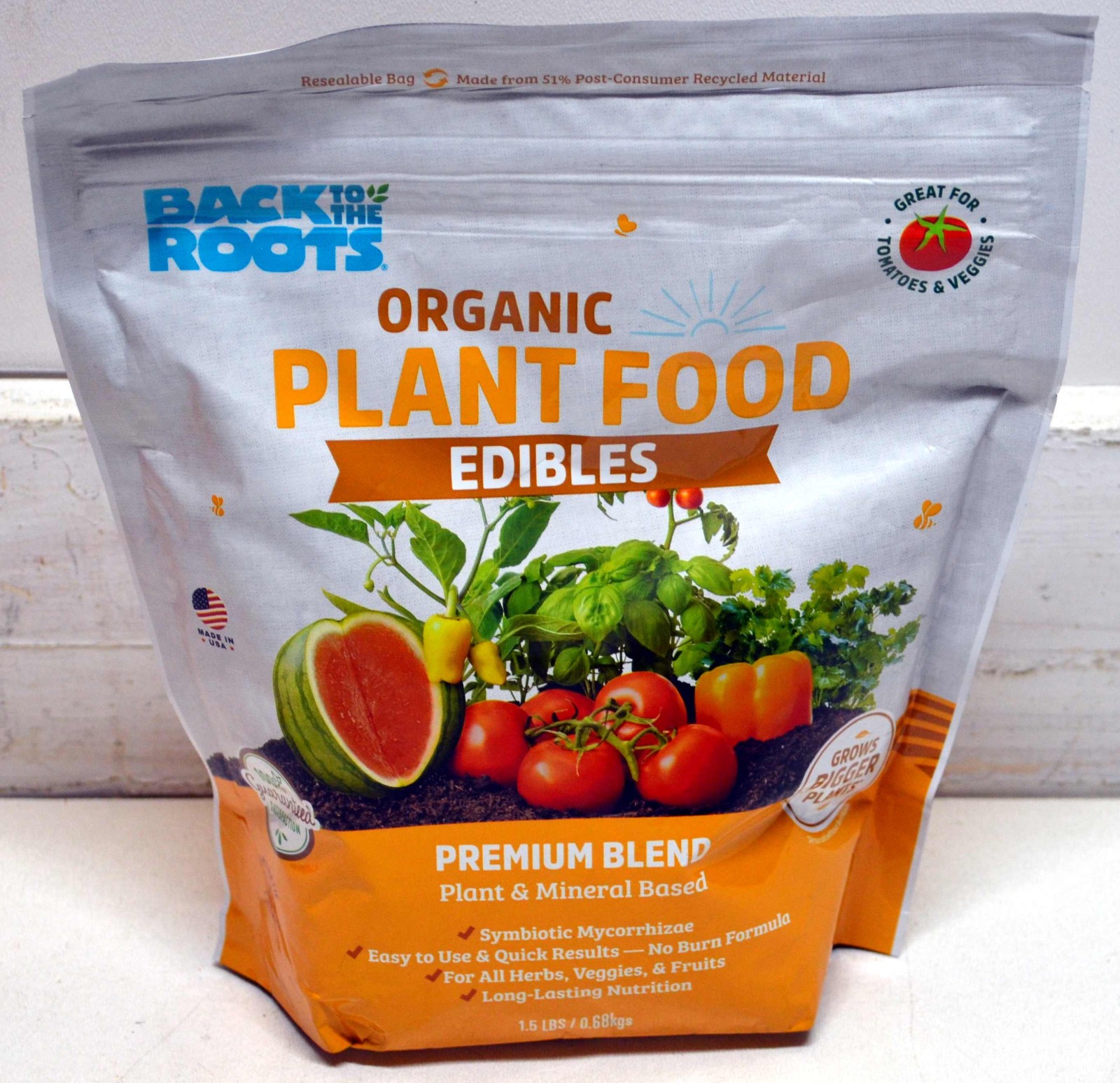 New Back to the Roots Organic Plant Food Edibles Premium Blend 1.5 lbs.