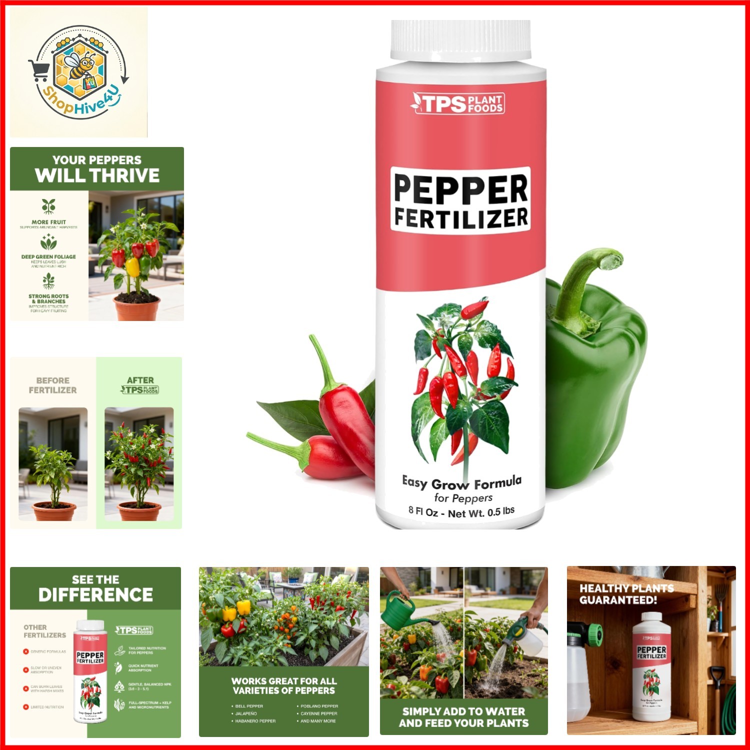 Pepper Fertilizer – Liquid Plant Food for Bigger Harvests, 8 oz | Supports Bl…