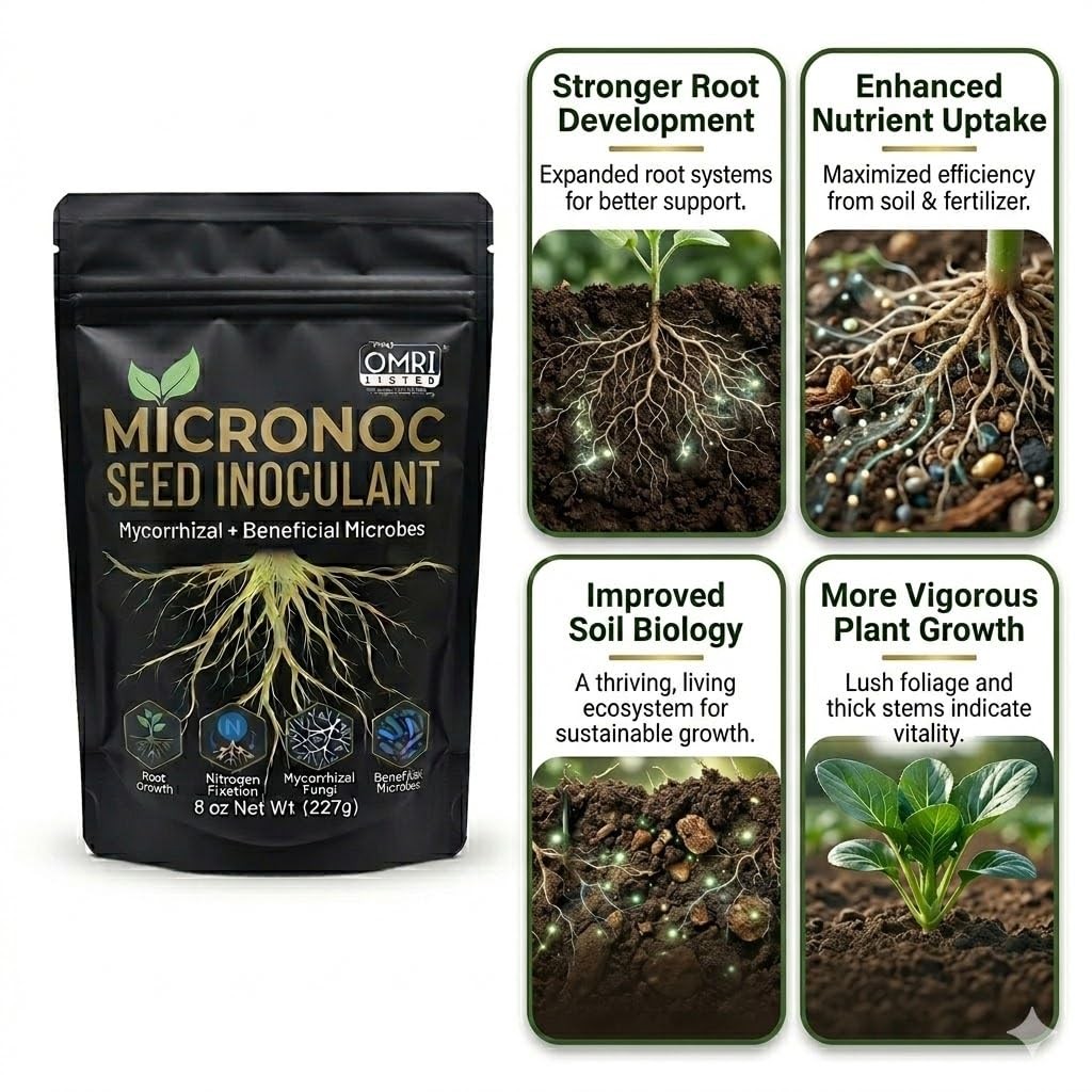 Mycorrhizal Fungi + Beneficial Microbial Blend – Seed Inoculant (8 oz) for Co…