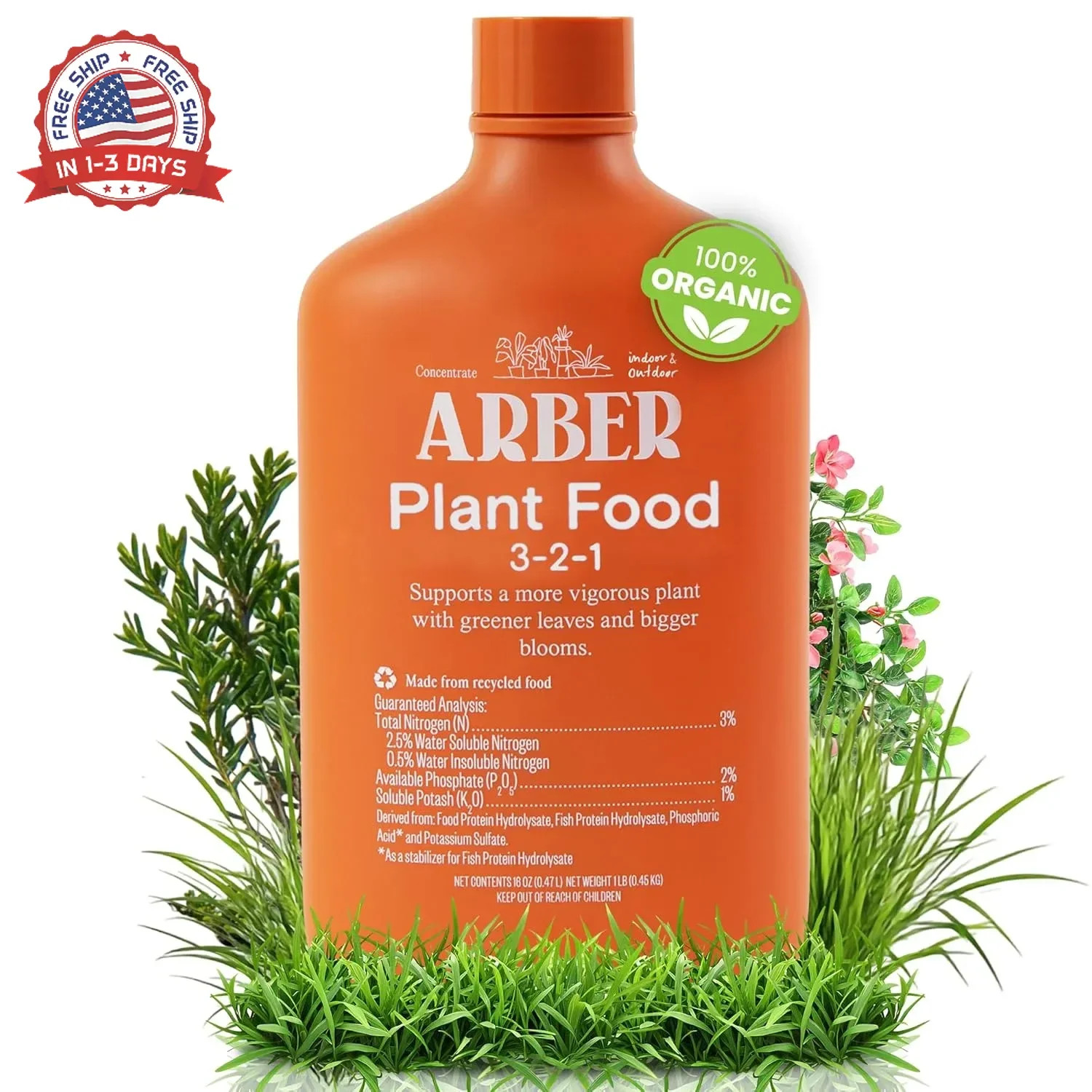 Organic Plant Food Liquid Fertilizer – Indoor & Outdoor Concentrate for Growth,