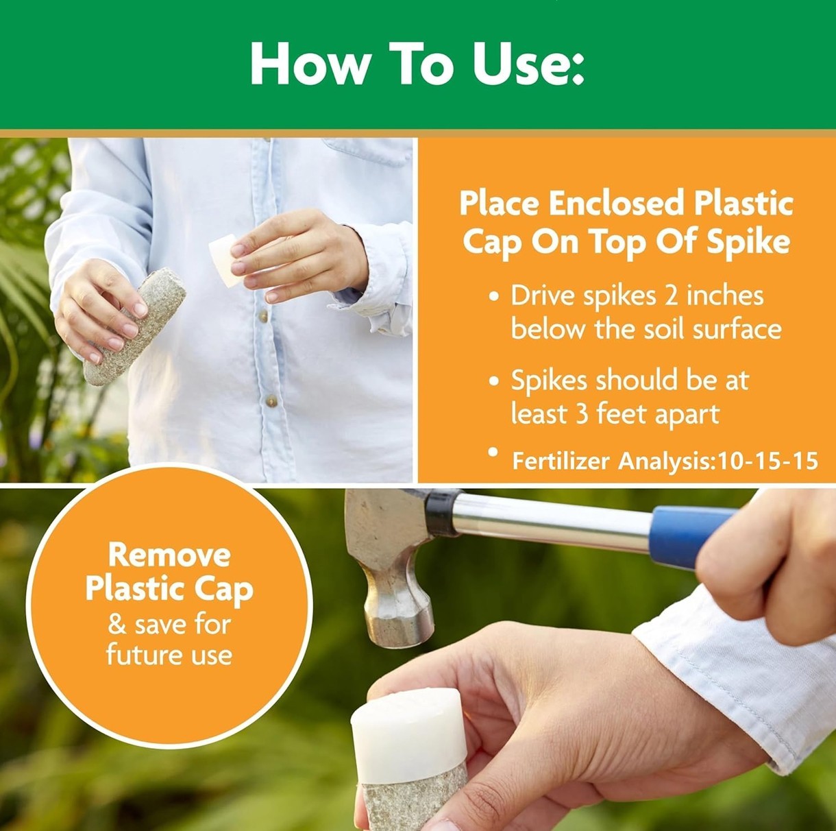 Miracle-Gro Fruit & Citrus Plant Food Spikes – 10-15-15 NPK Easy-To-Use