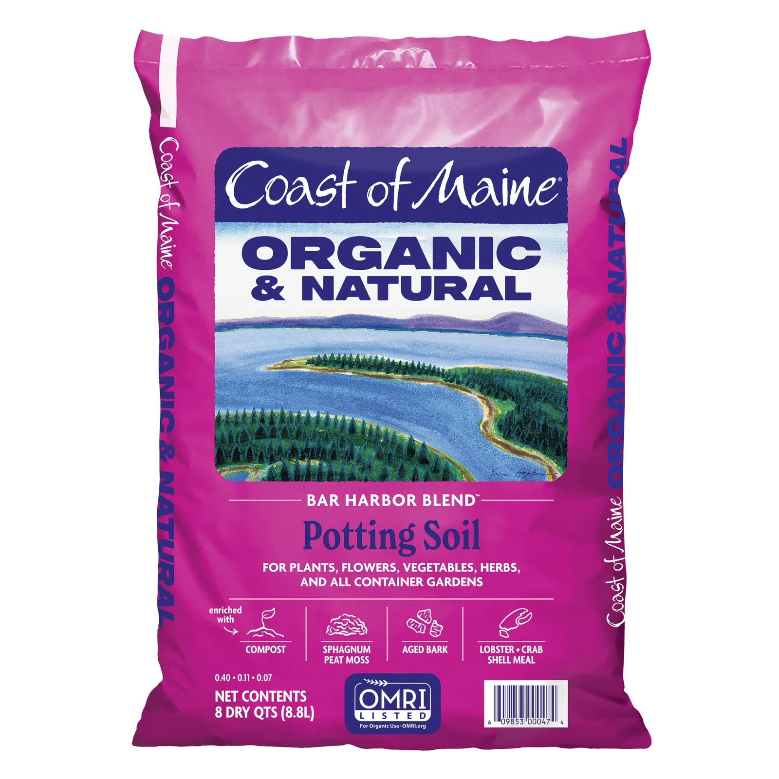 Coast of Maine (#BH8P) Bar Harbor Blend Organic Potting Soil, 8 qt (Pack of 6)