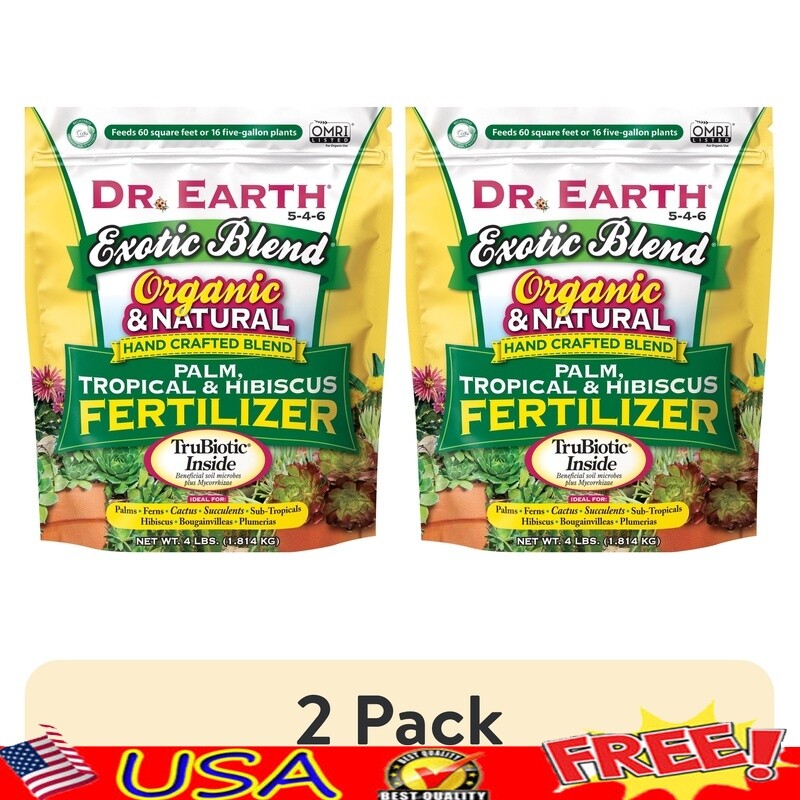 Organic Tropical Fertilizer 6-4-6 Exotic Blend Palms Hibiscus 4lb 2 Pack New