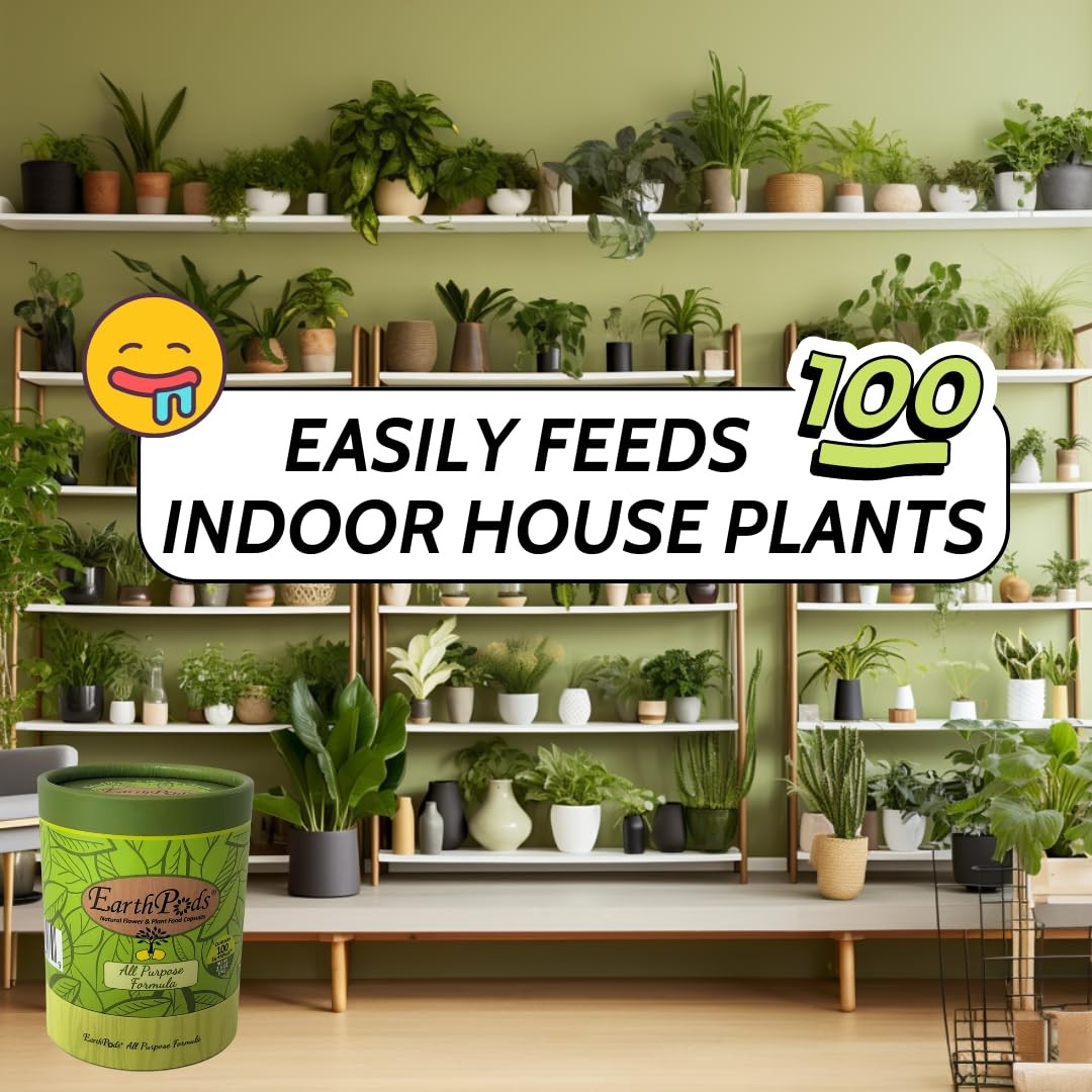 Organic Indoor Plant Food Capsules 100 Count Slow-Release Houseplant Fertilizer
