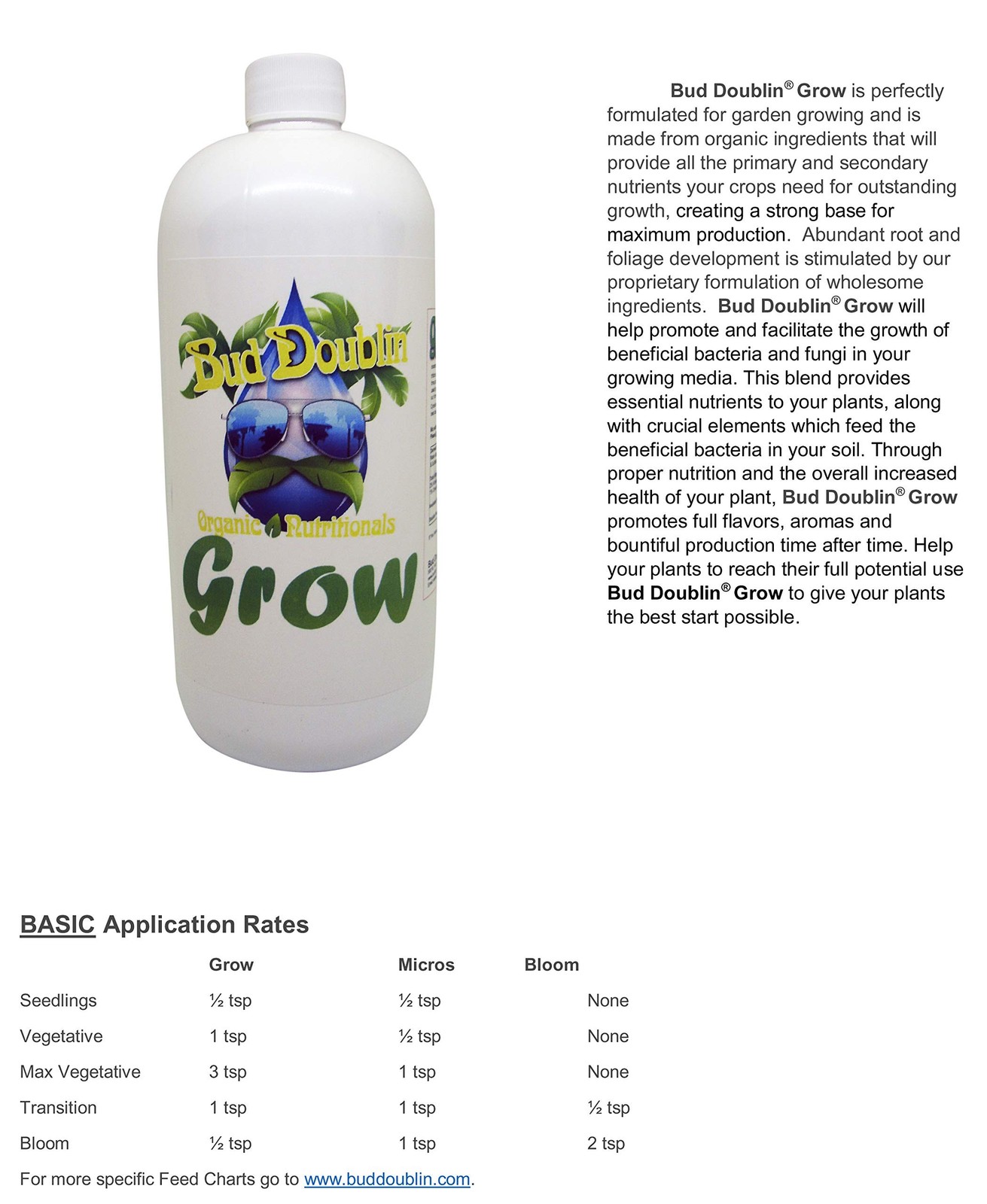 Bud Doublin Grower’s 3 Pack- Grow, Bloom & Micros (1 Quart Each, 3 Pack)