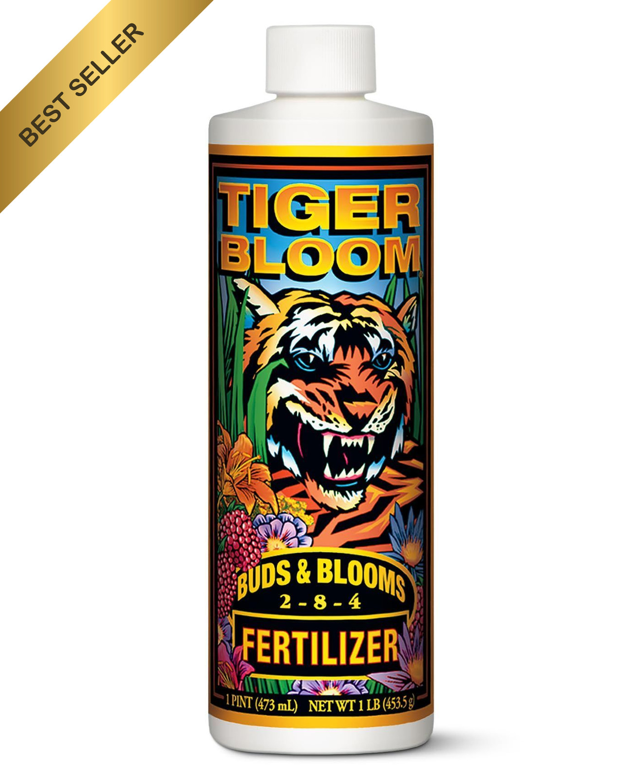 FoxFarm Tiger Bloom Liquid Plant Food 2-8-4 Hydroponic & Soil Fertilizer 1 Pint