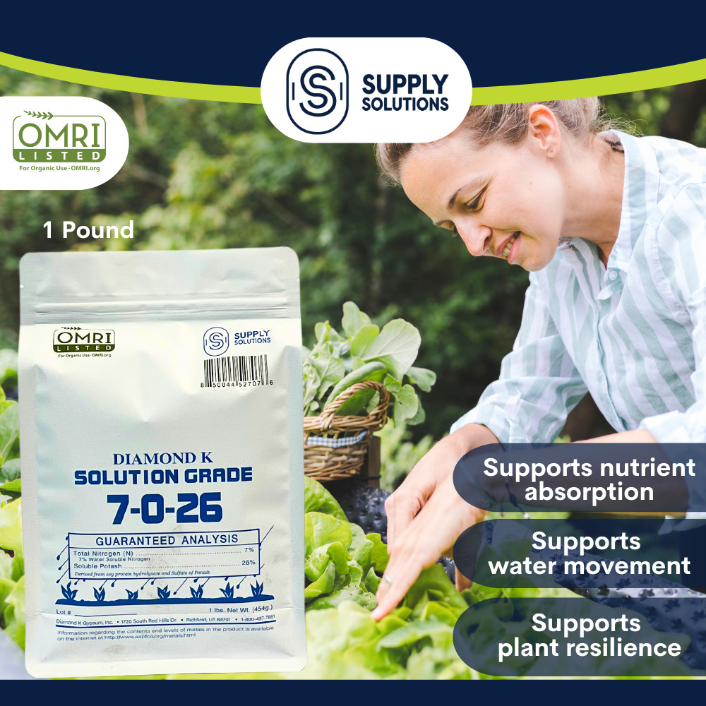 7-0-26 Organic Fertilizer Derived from Soy Protein Hydrolysate & Potash – 1 Lb