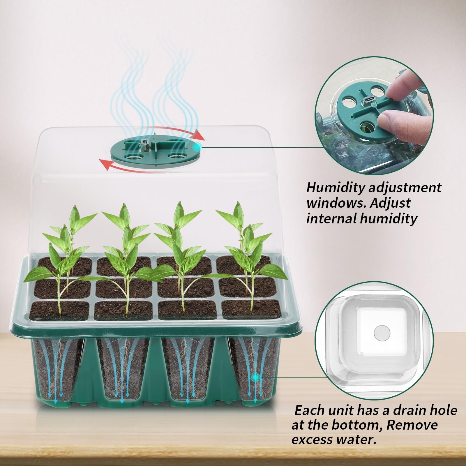 Seed Starter Tray, 2 Pcs Plant Propagation Station with Grow Light,Seedling S…