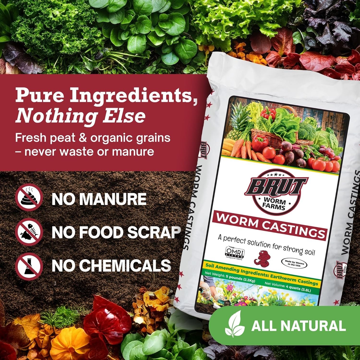 5 LB Certified Organic Worm Castings – Pure Nutrients for Garden Enthusiasts