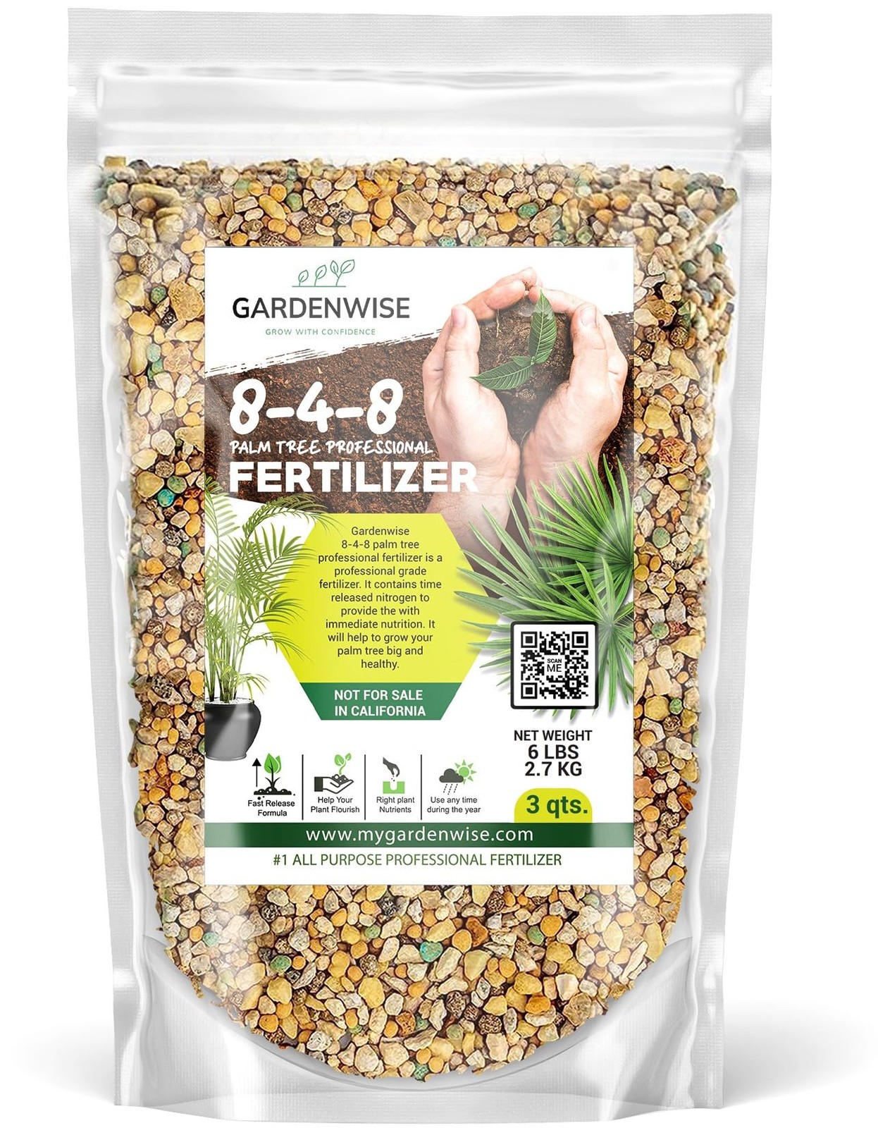 Gardenwise 8 4 8 Palm Tree Fertilizer 3 Quart Optimal Nutrition for Vibrant G…